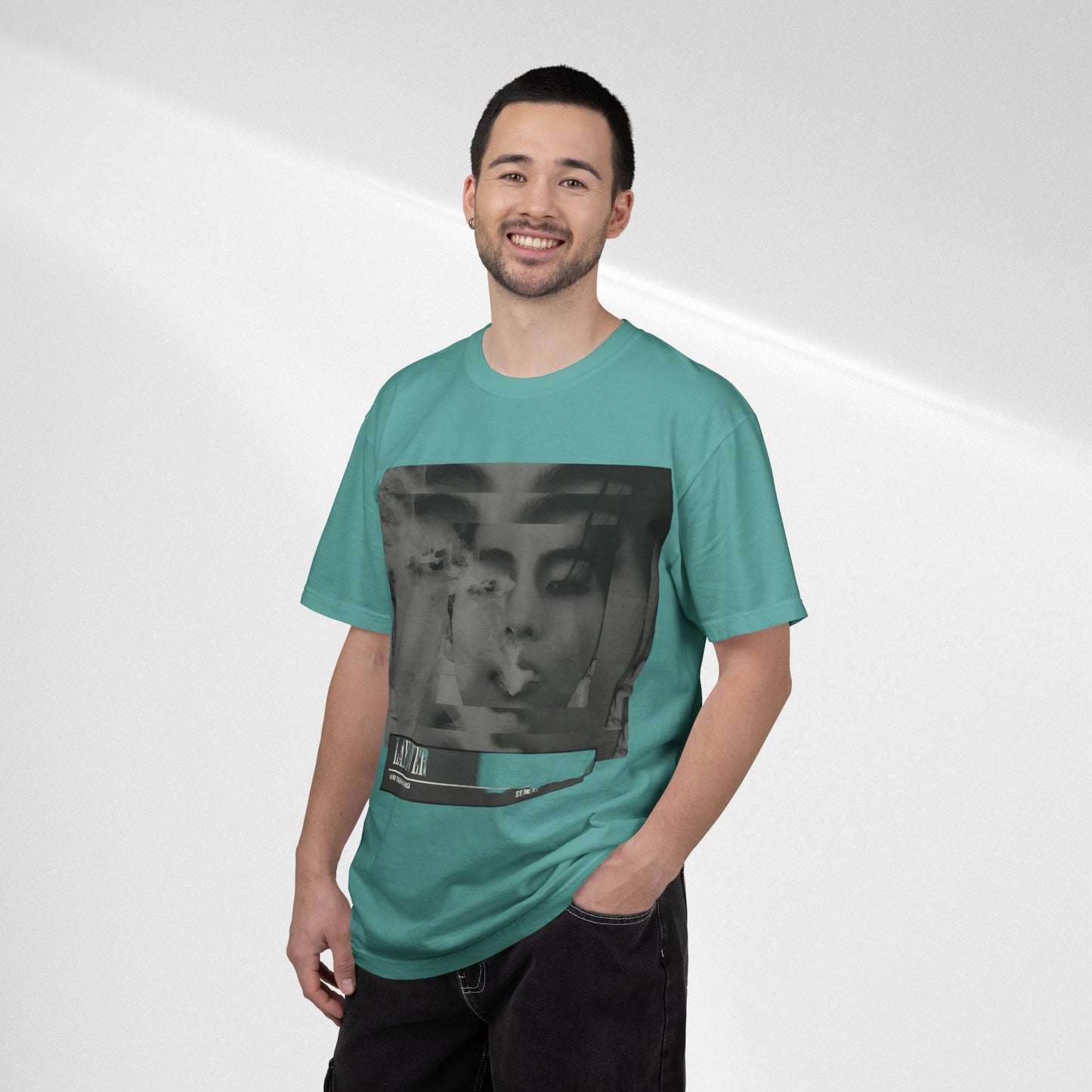 V Graphic Tee — Noir Glitch Portrait T-Shirt