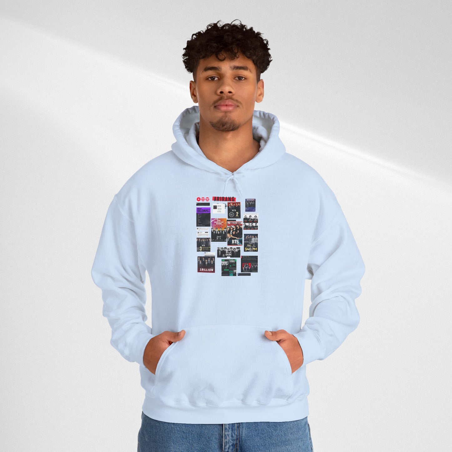 BTS ARIRANG Band Poster Collage Hoodie — Vintage Gig Tour Graphic Sweatshirt