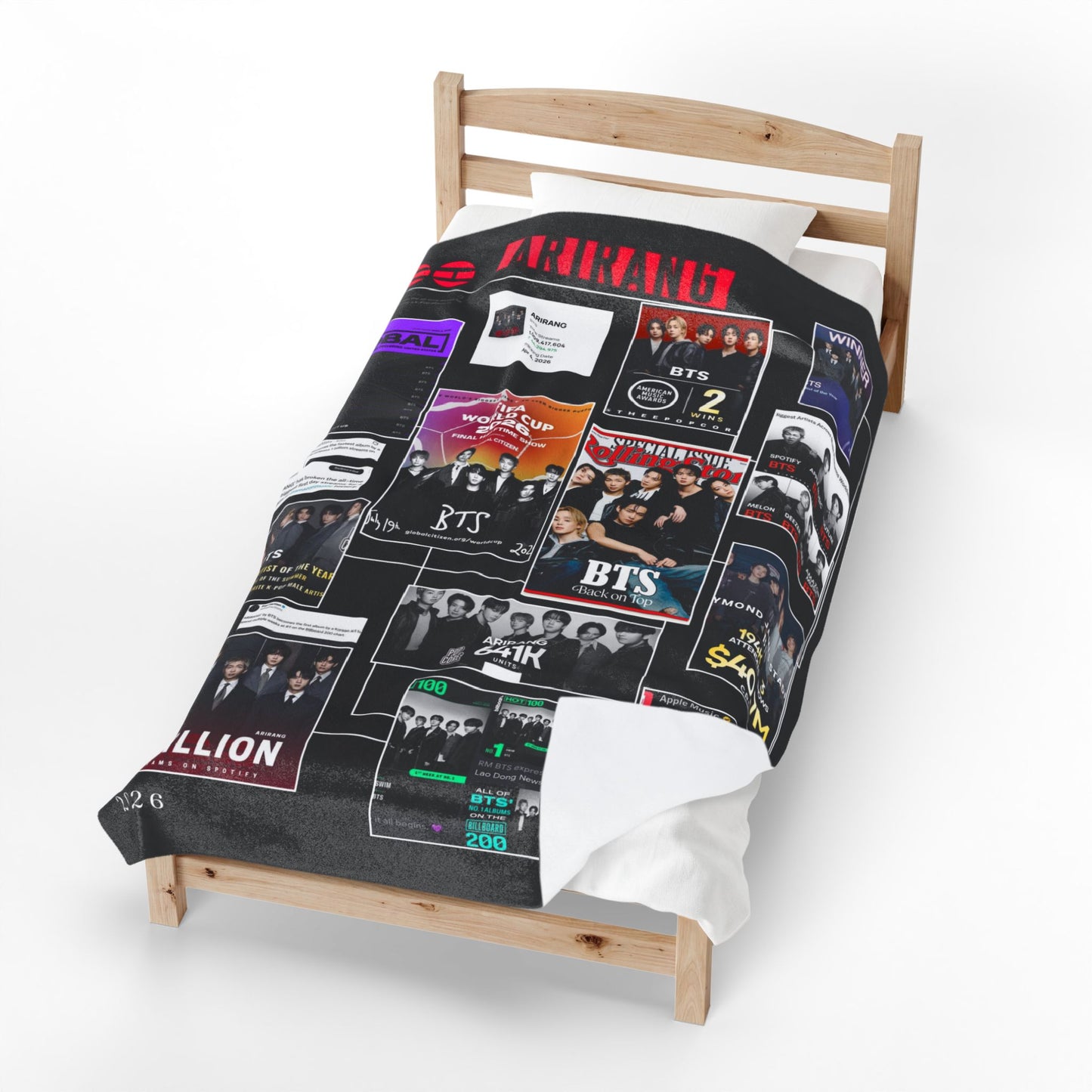 BTS ARIRANG Collage Velveteen Plush Blanket — K-Pop Fan Merchandise