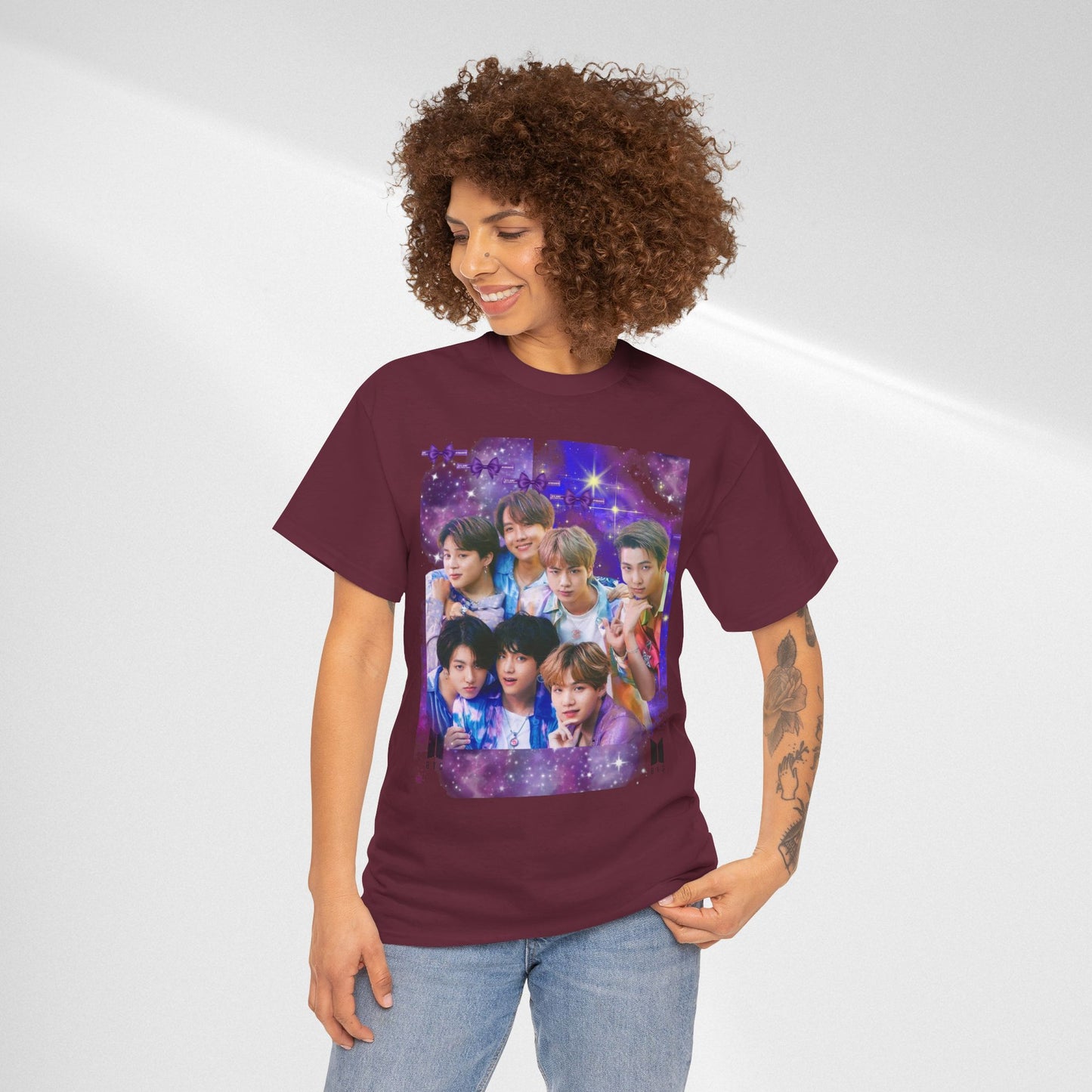 BTS Collage Tee — Purple Dream Photo Graphic T-Shirt