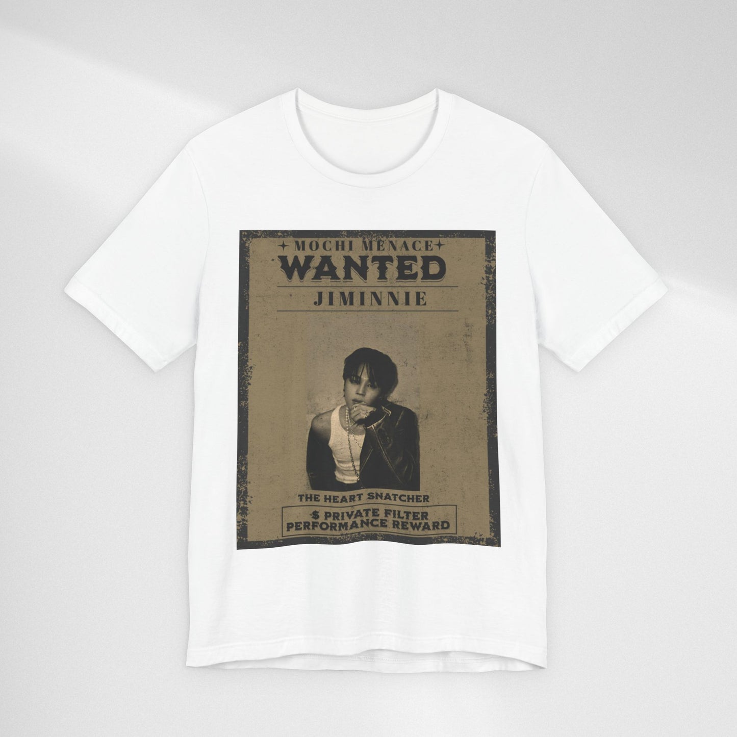 JIMIN Wanted Poster Graphic Tee — 'Mischief Menace' Vintage Style