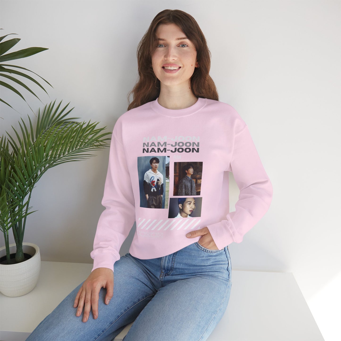 Photo Collage Crewneck Sweatshirt — "Nam-Joon" Graphic Pullover