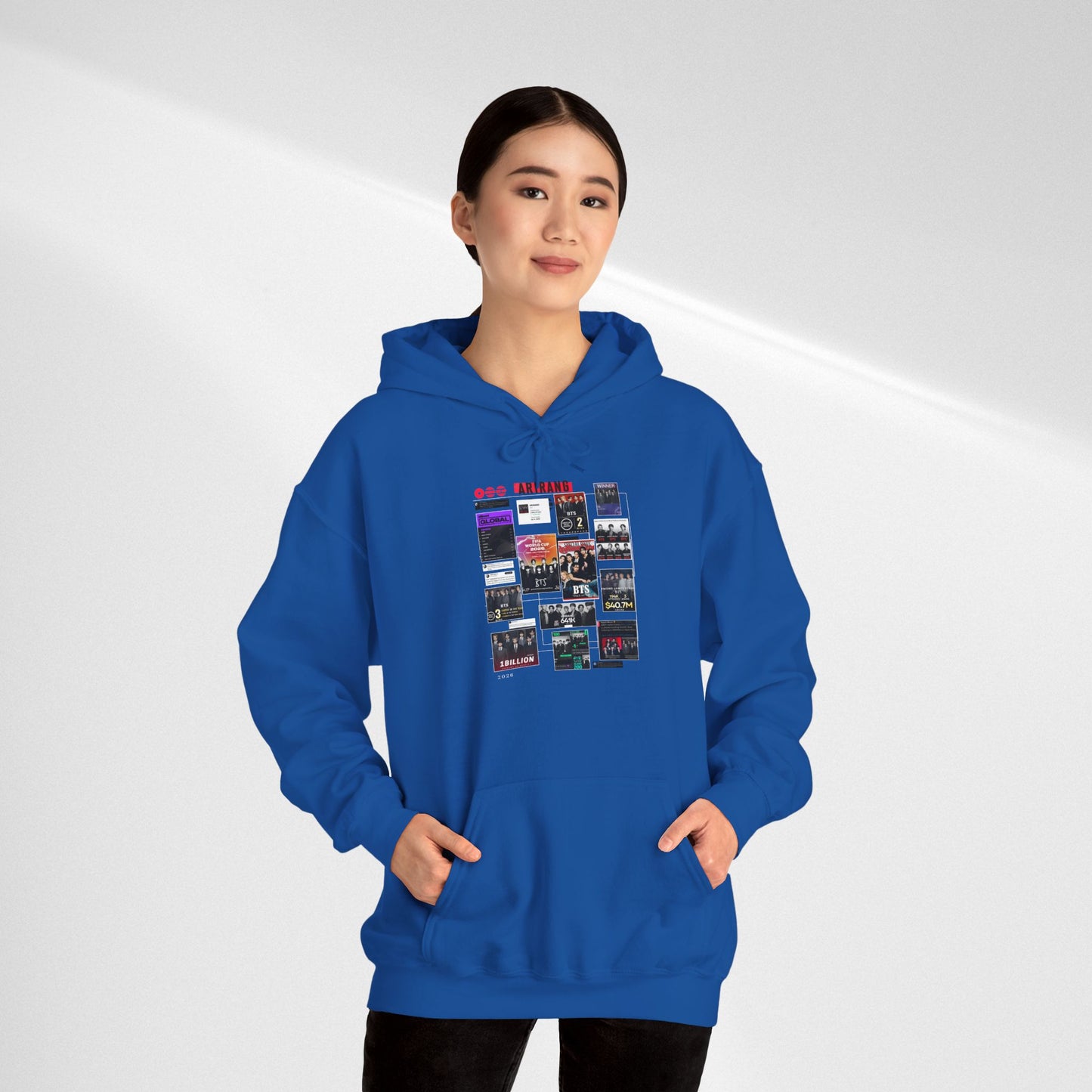 BTS ARIRANG Band Poster Collage Hoodie — Vintage Gig Tour Graphic Sweatshirt