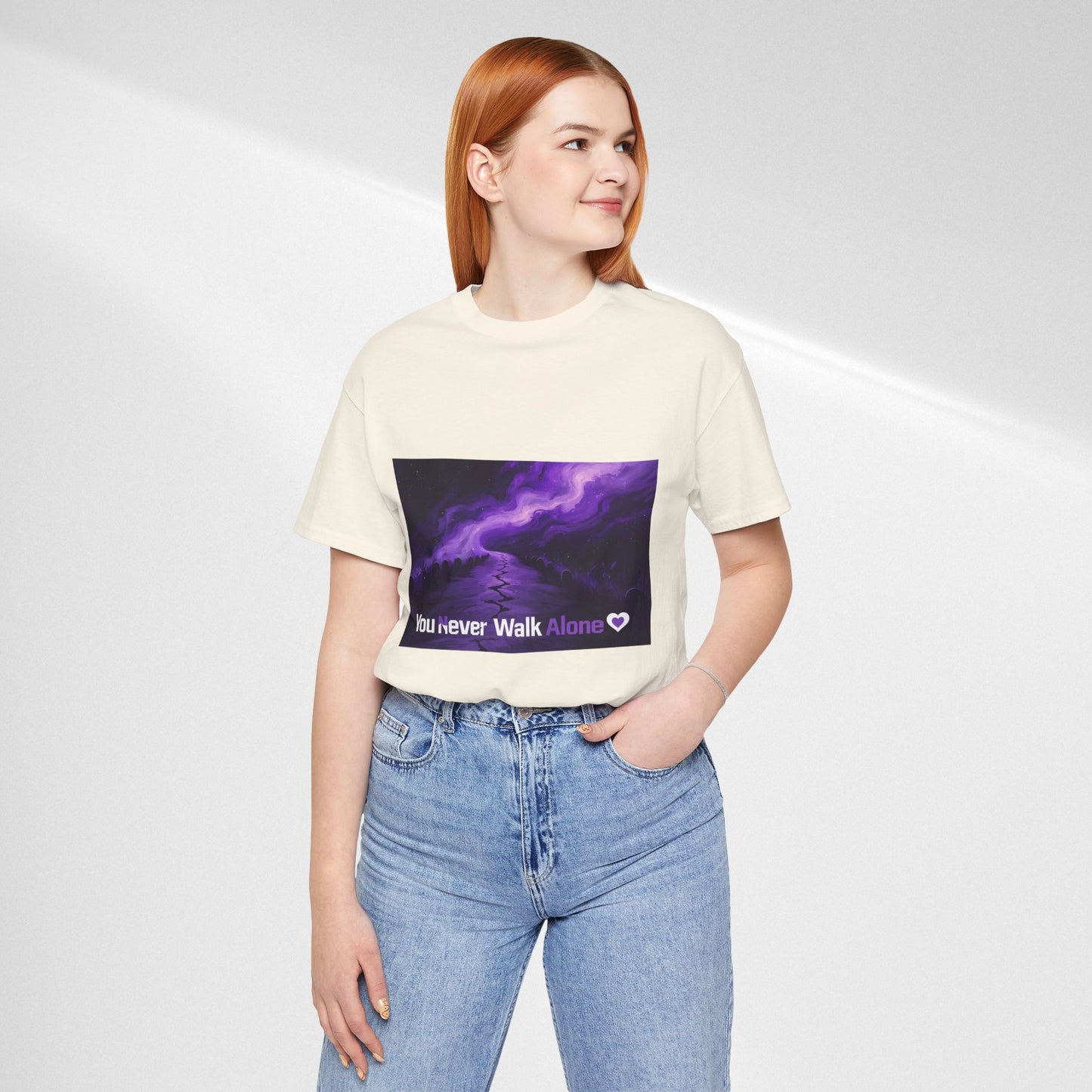 You Never Walk Alone Tee — Purple Night Stairway Graphic T‑Shirt