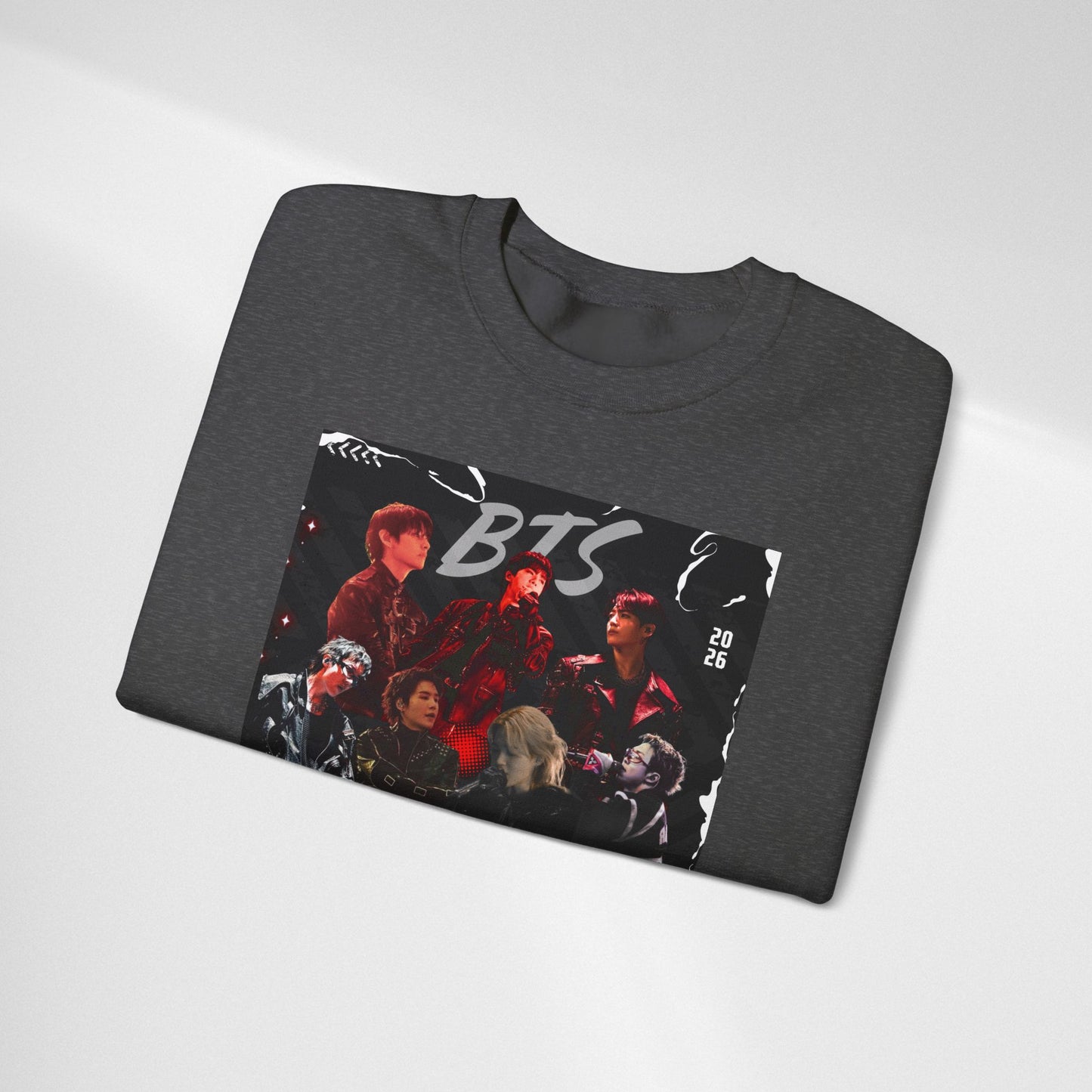 BTS Graphic Crewneck Sweatshirt – Red & Black Band Photo Design