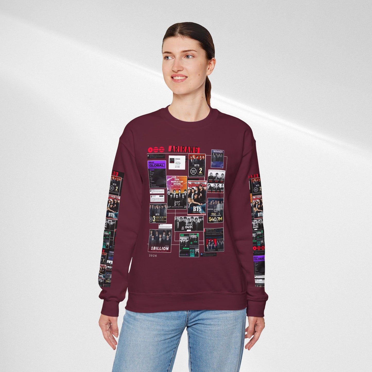 Crewneck Sweatshirt — BTS ARIRANG Collage Graphic Crewneck (Album Posters & Tour Art)