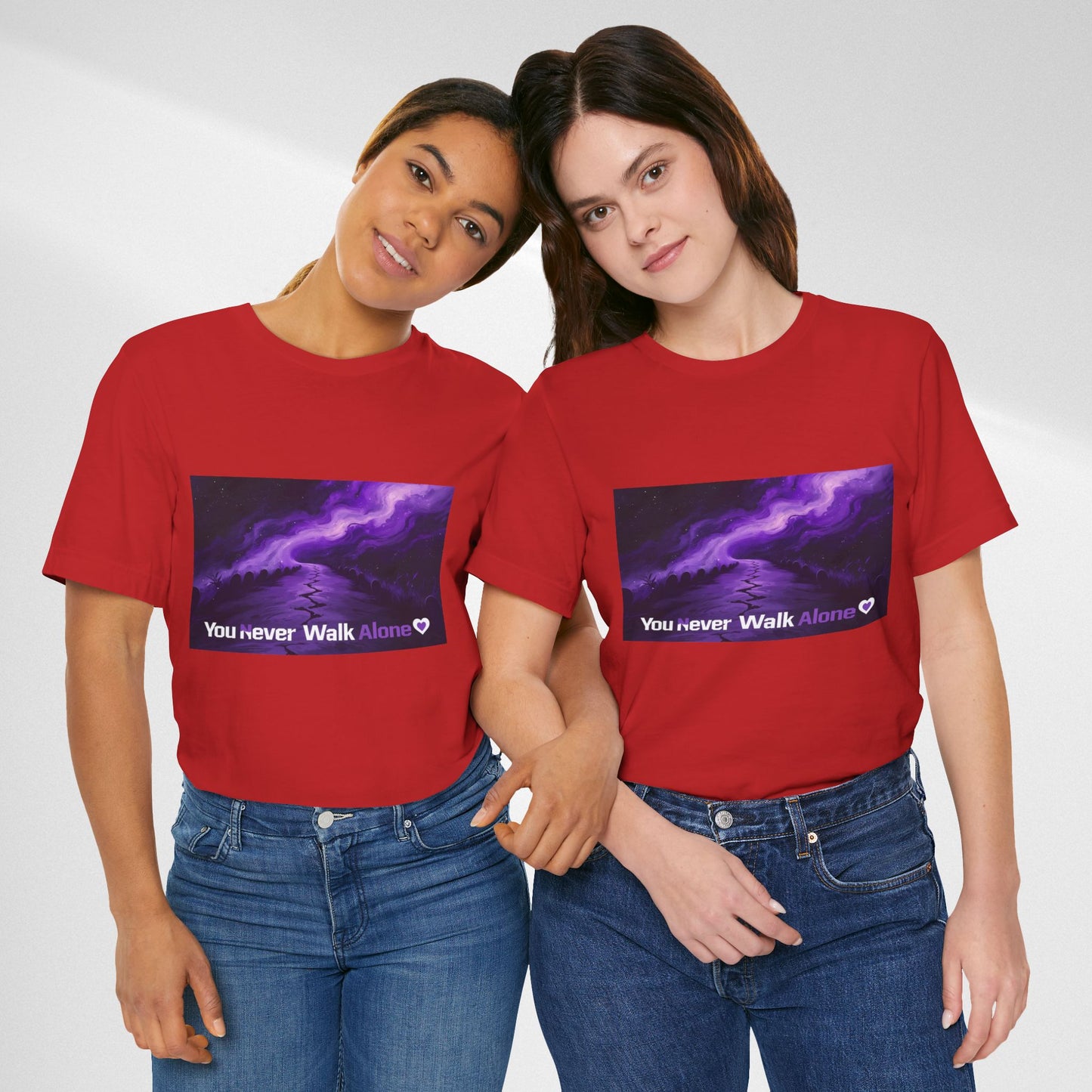 You Never Walk Alone Tee — Purple Night Stairway Graphic T‑Shirt
