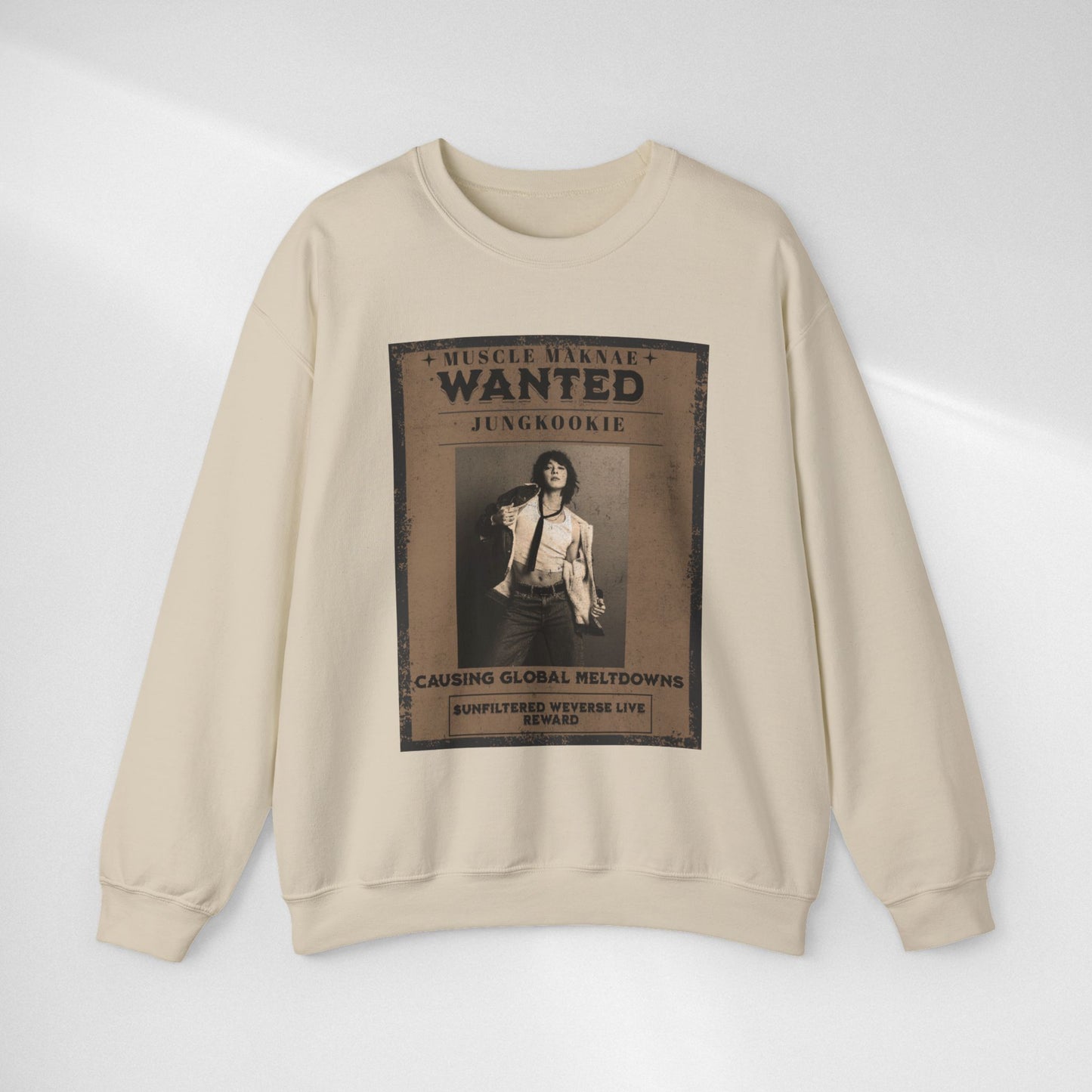 Crewneck Sweatshirt — Vintage JK'Wanted' Poster Graphic