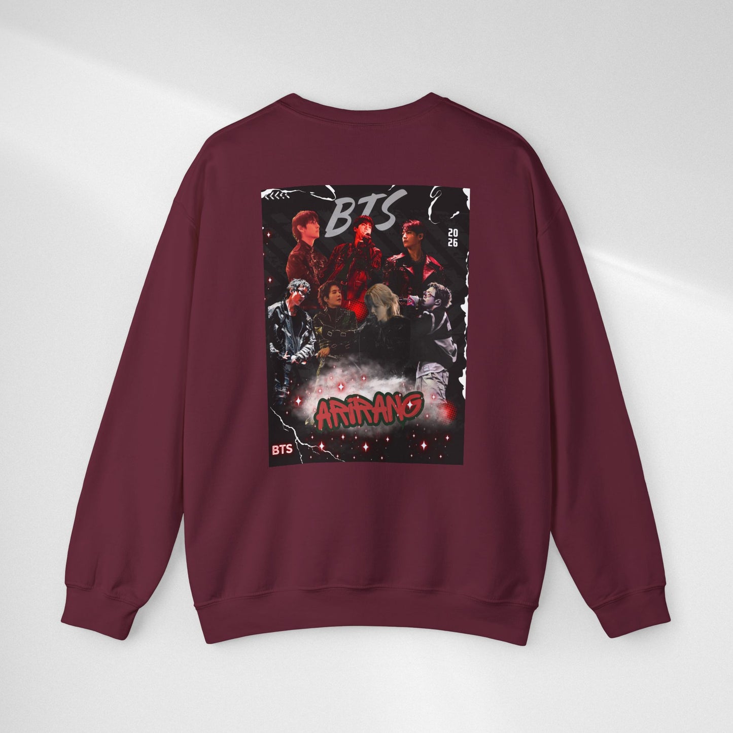 BTS Graphic Crewneck Sweatshirt – Red & Black Band Photo Design