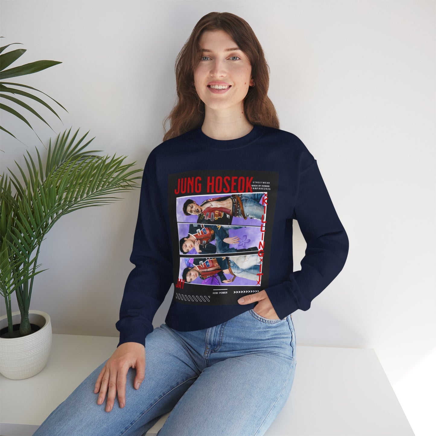 Photo Collage Crewneck Sweatshirt — 'JUNG HOSEOK' Graphic Pullover