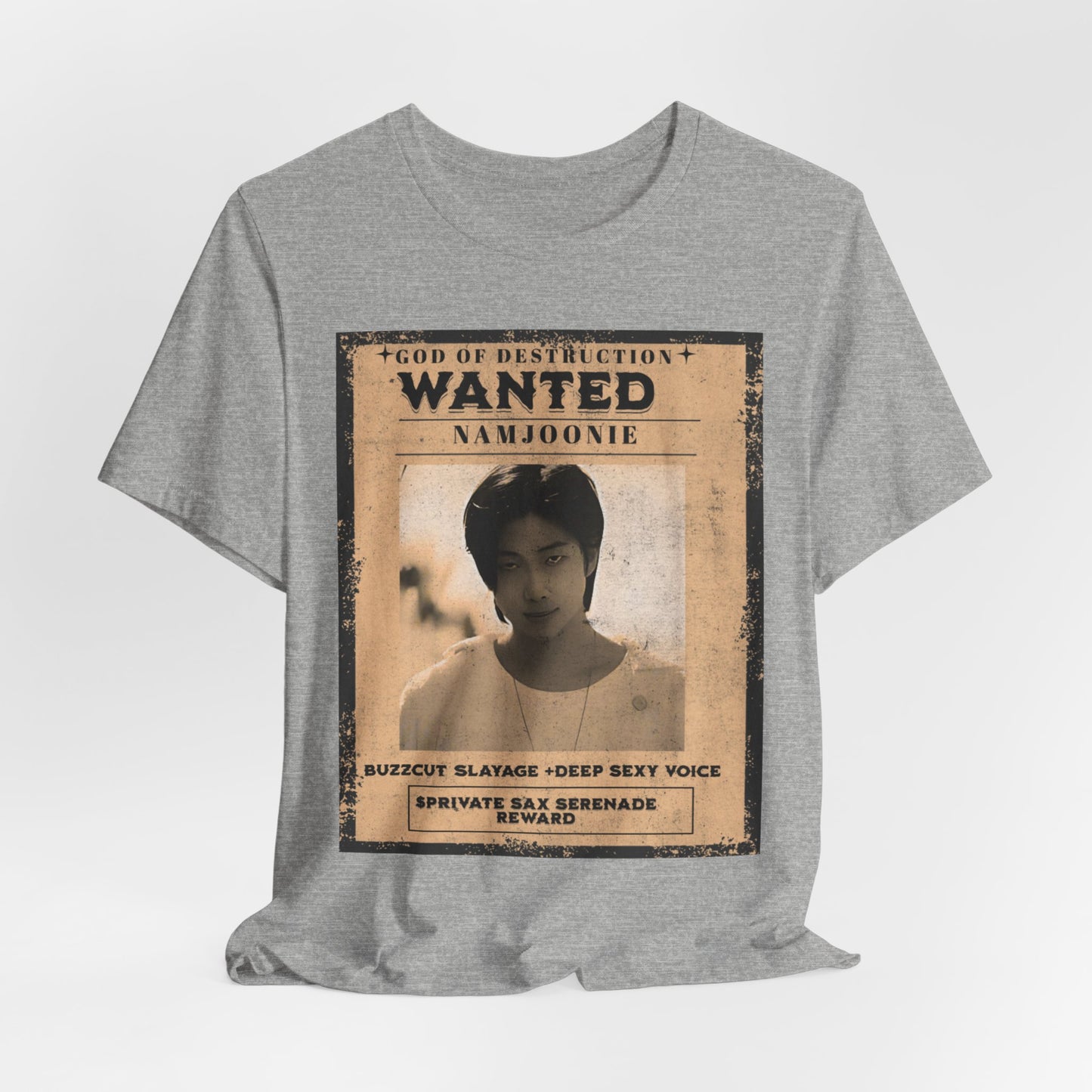 T-Shirt — Vintage 'Wanted: Namjoonie' Photo Tee (K-Pop Fan Poster Style)