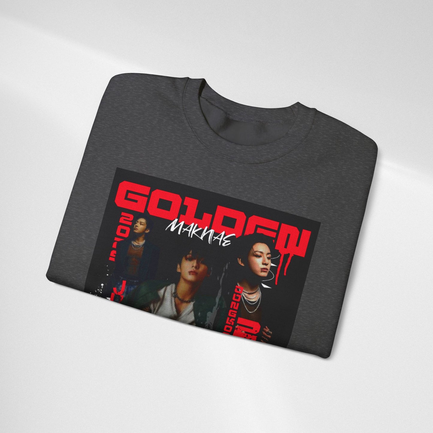JK Golden Making Crewneck Sweatshirt — Retro K-Pop Photo Graphic