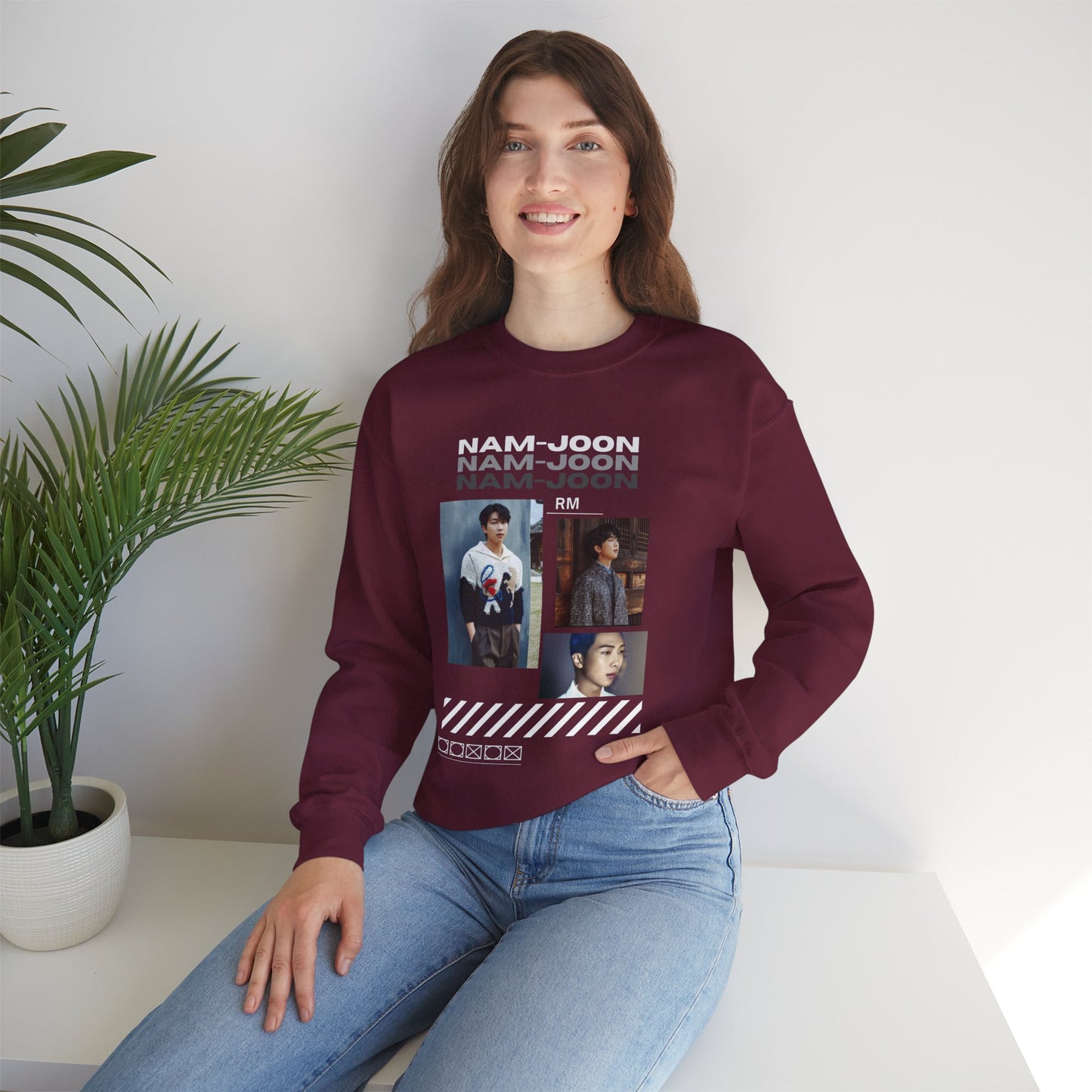 Photo Collage Crewneck Sweatshirt — "Nam-Joon" Graphic Pullover