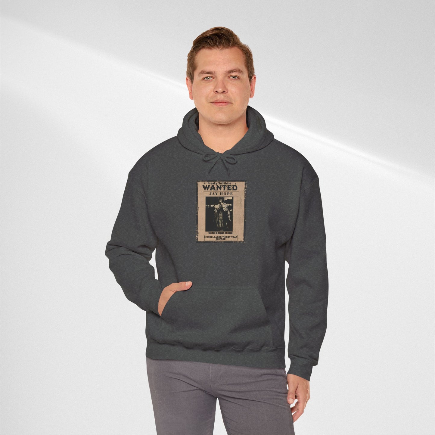 Hoodie - Vintage JHOPE 'WANTED' Poster Graphic Hooded Sweatshirt