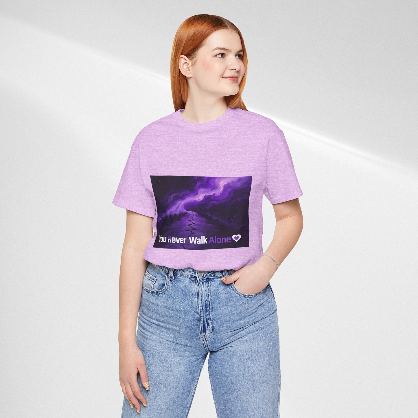 You Never Walk Alone Tee — Purple Night Stairway Graphic T‑Shirt