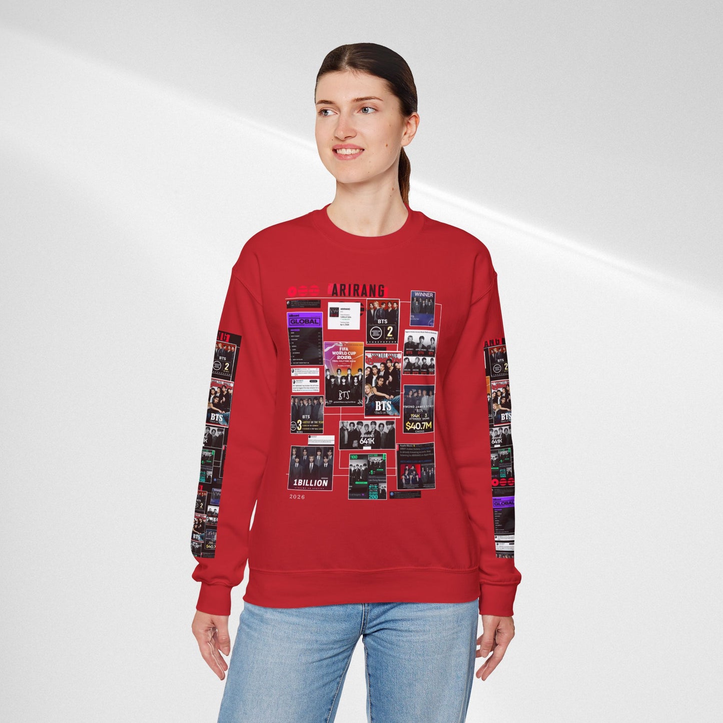 Crewneck Sweatshirt — BTS ARIRANG Collage Graphic Crewneck (Album Posters & Tour Art)