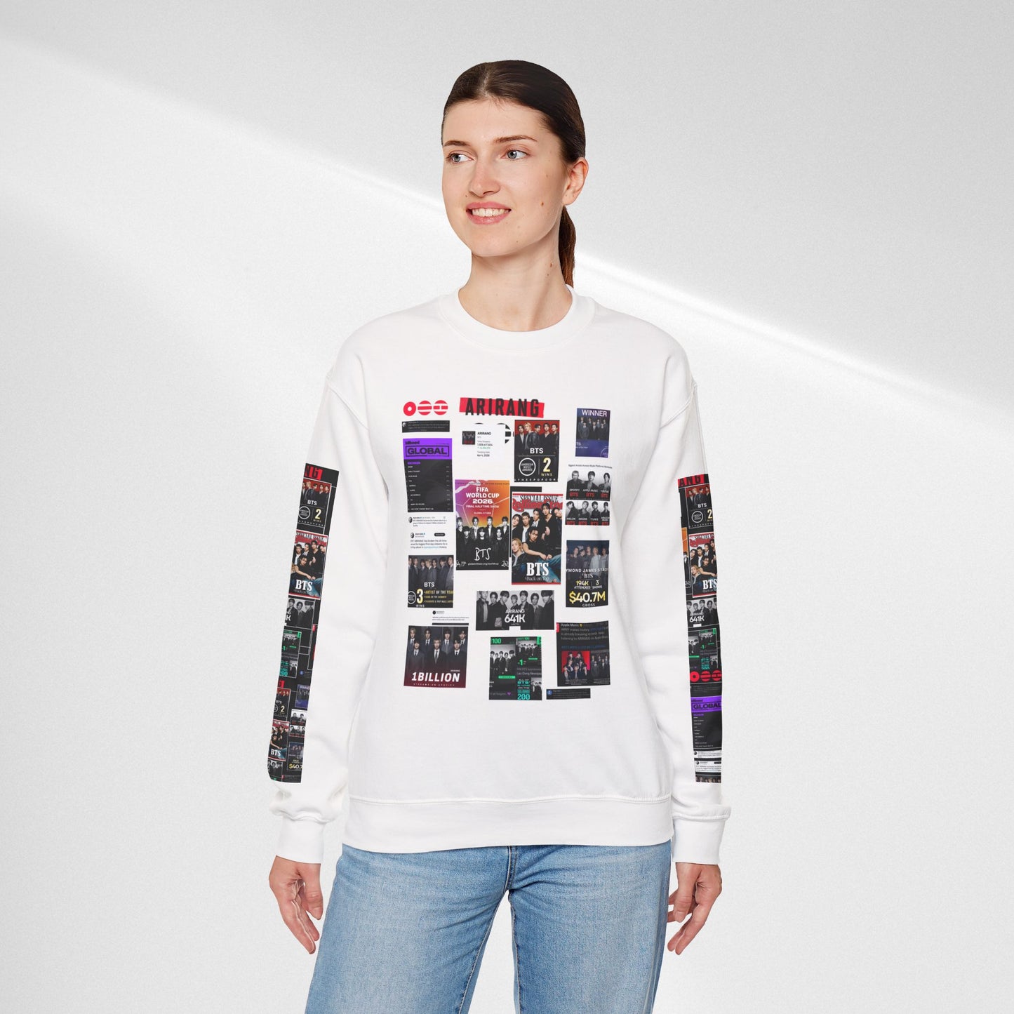 Crewneck Sweatshirt — BTS ARIRANG Collage Graphic Crewneck (Album Posters & Tour Art)