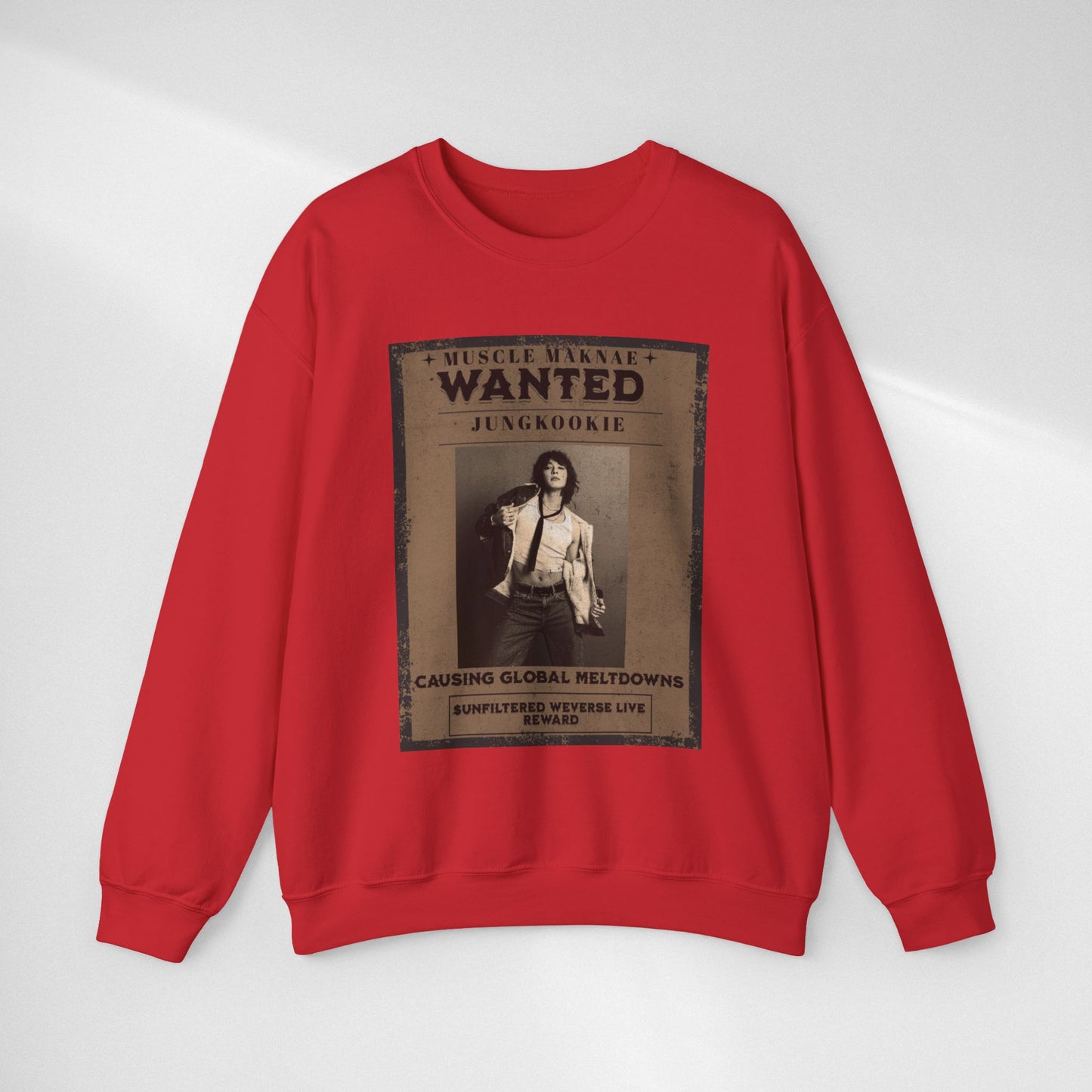 Crewneck Sweatshirt — Vintage JK'Wanted' Poster Graphic