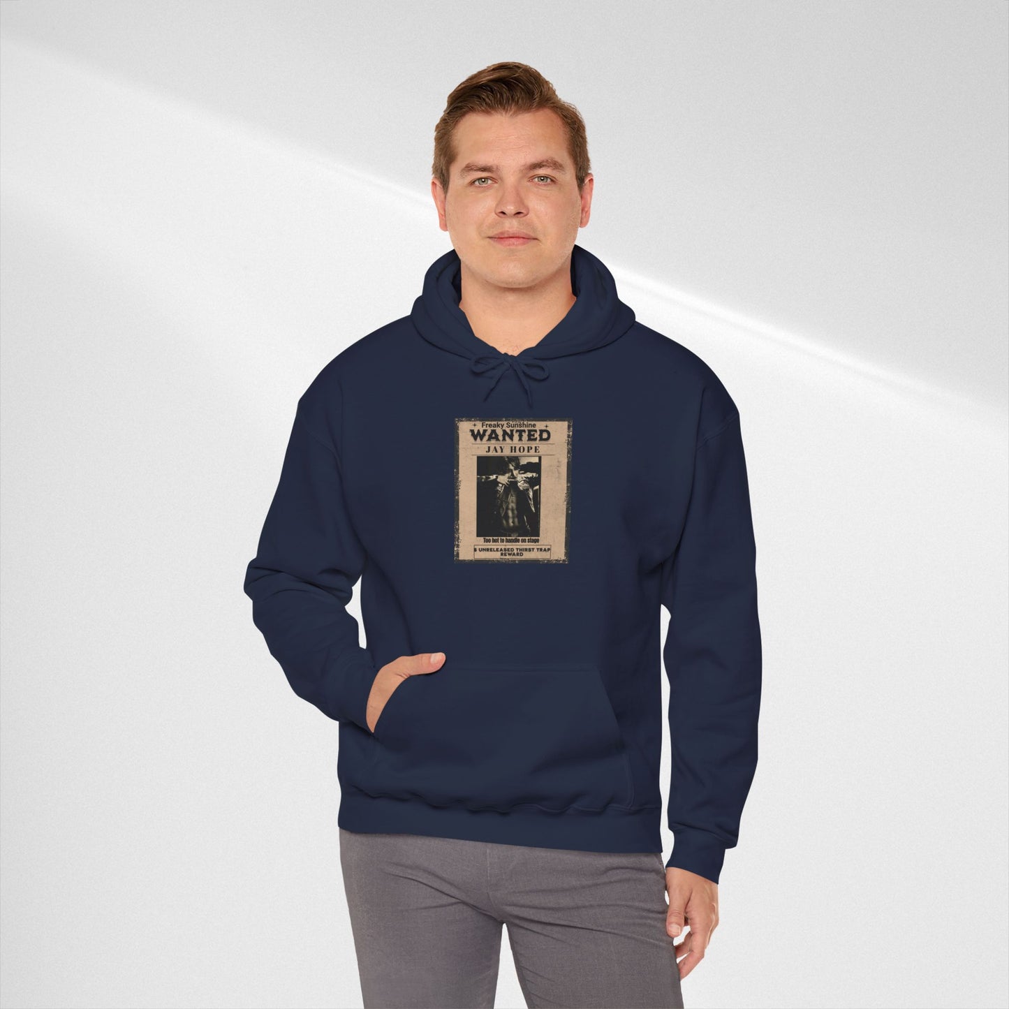 Hoodie - Vintage JHOPE 'WANTED' Poster Graphic Hooded Sweatshirt