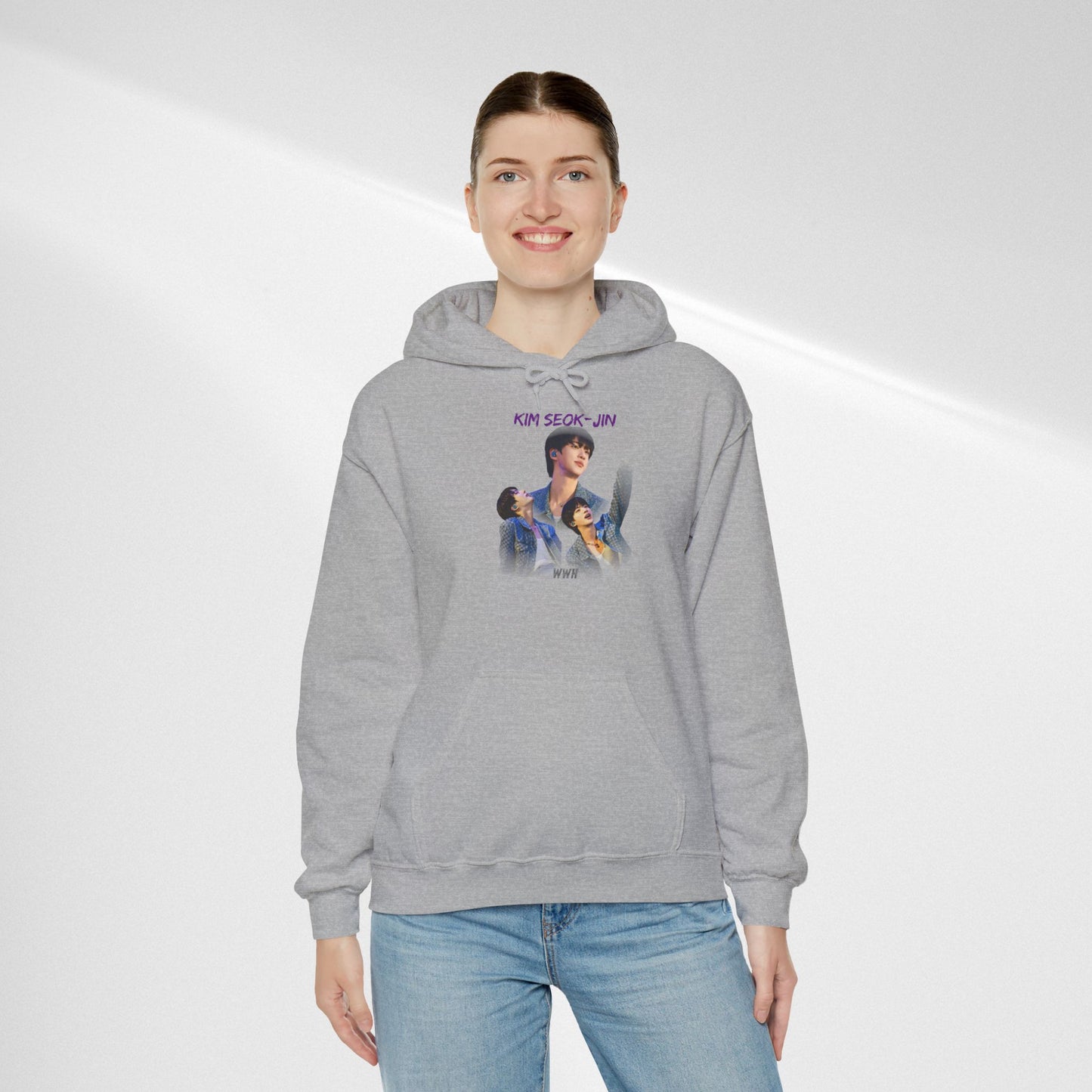 JIN Graphic Hoodie — Artistic Three-Image Portrait Design