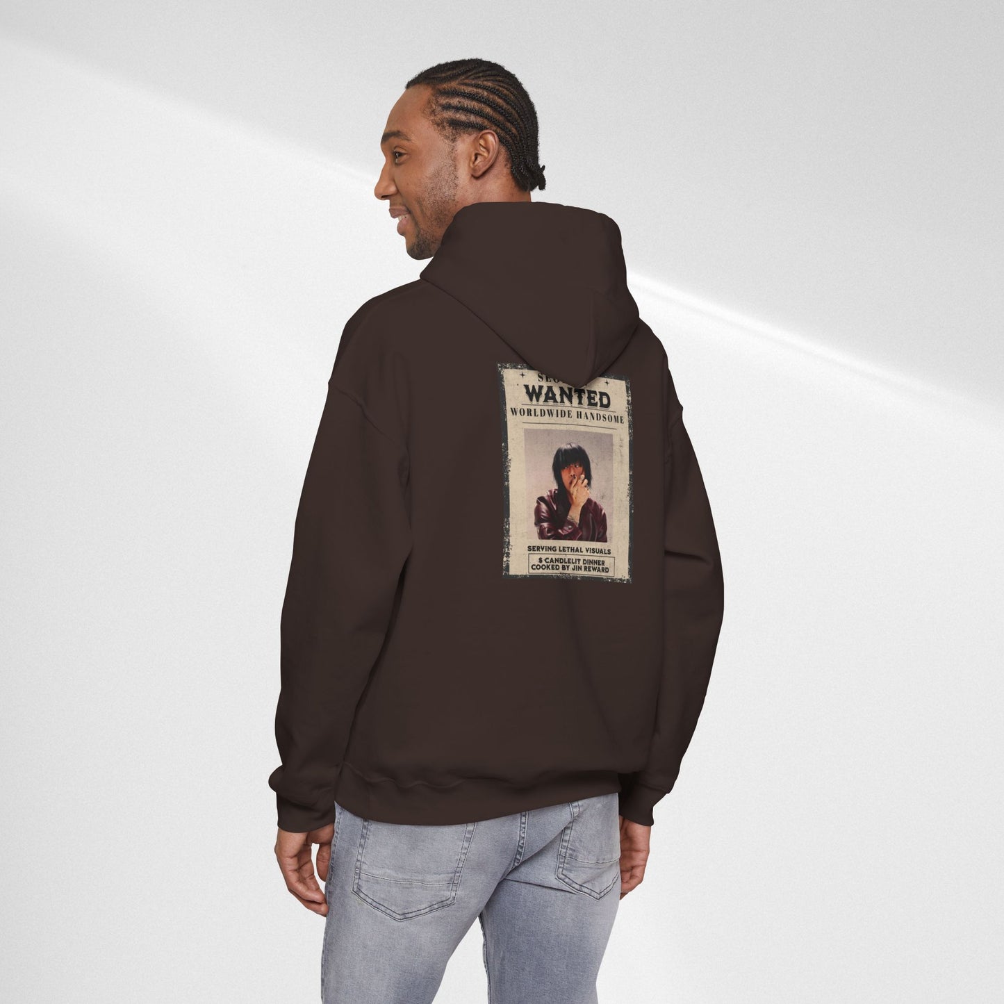 Jin Hoodie — "WANTED" Vintage Photo Poster Graphic Hoodie