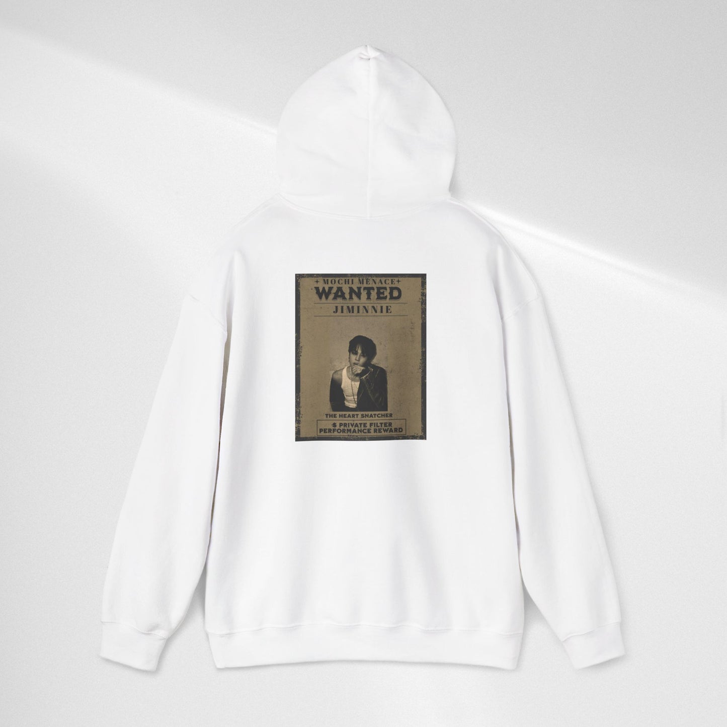 JIMIN Wanted Poster Hoodie — Vintage Photo "Wanted" Graphic Sweatshirt