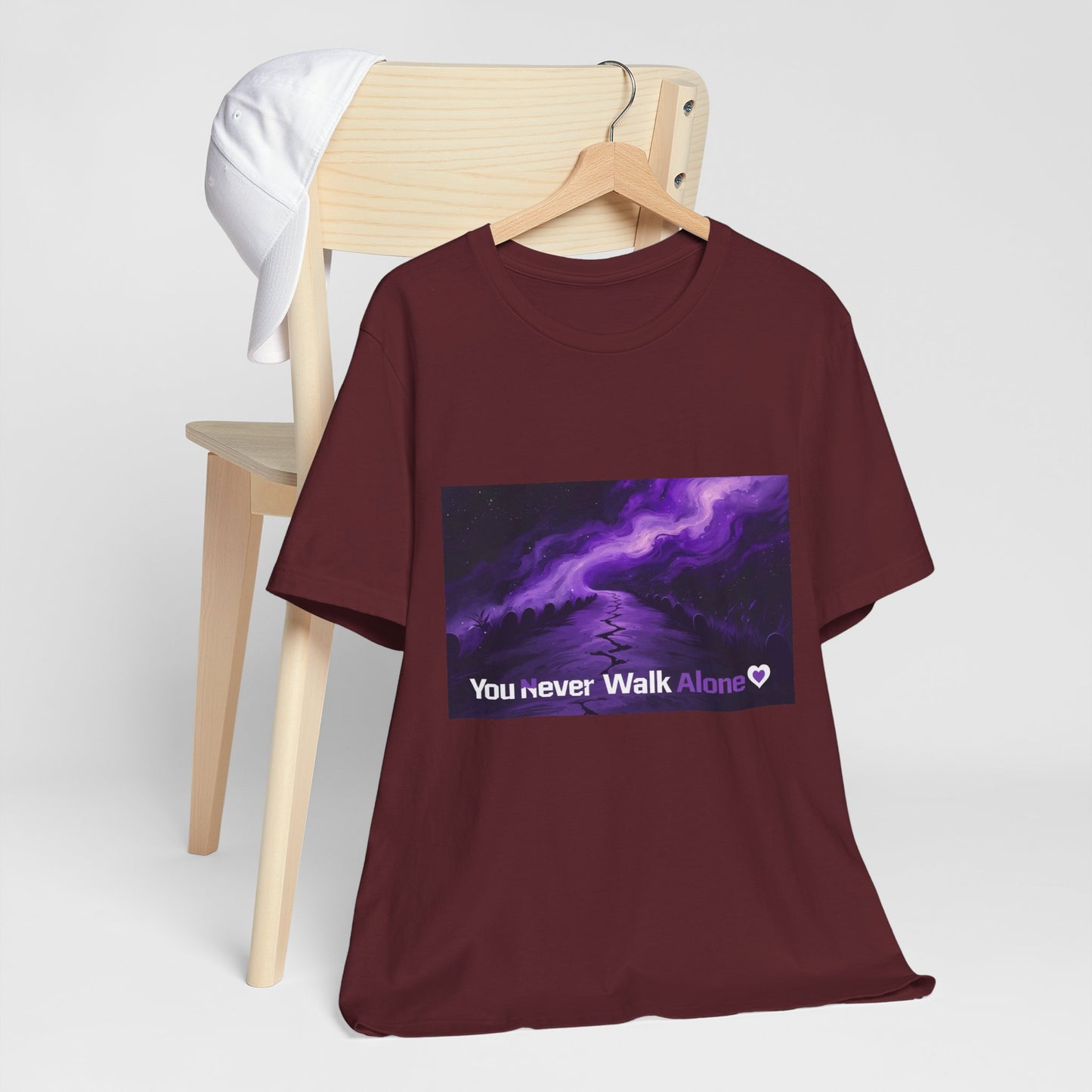 You Never Walk Alone Tee — Purple Night Stairway Graphic T‑Shirt