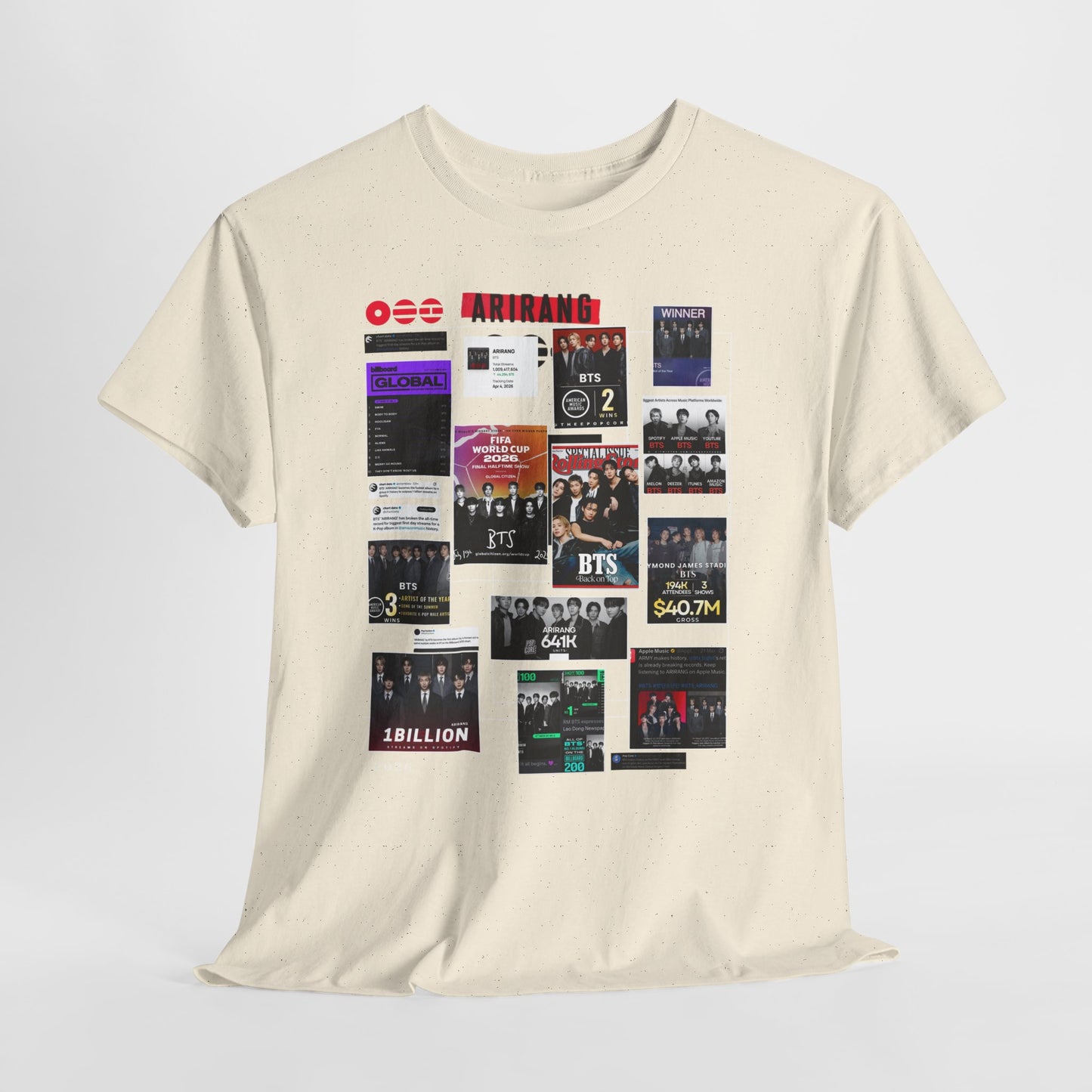 BTS ARIRANG Collage Tee — Iconic Albums & Milestones Graphic T-Shirt