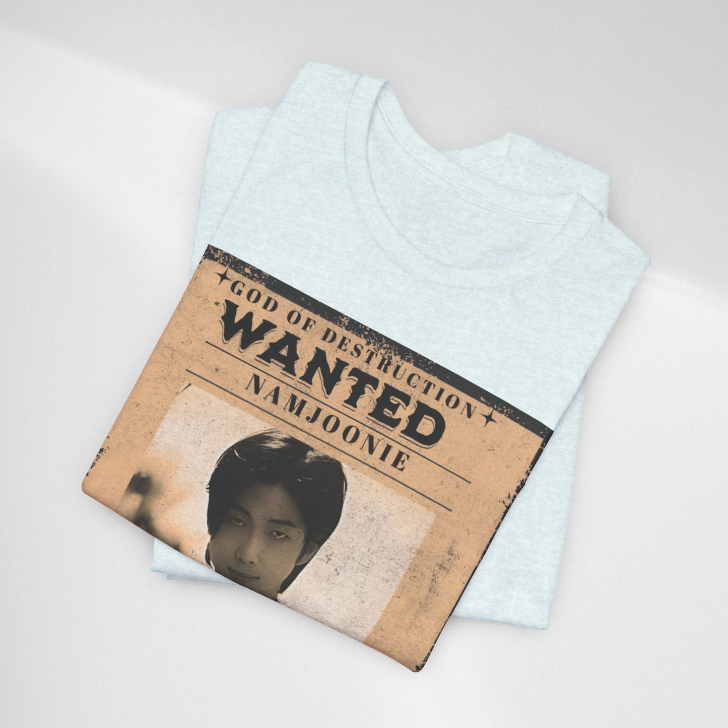 T-Shirt — Vintage 'Wanted: Namjoonie' Photo Tee (K-Pop Fan Poster Style)