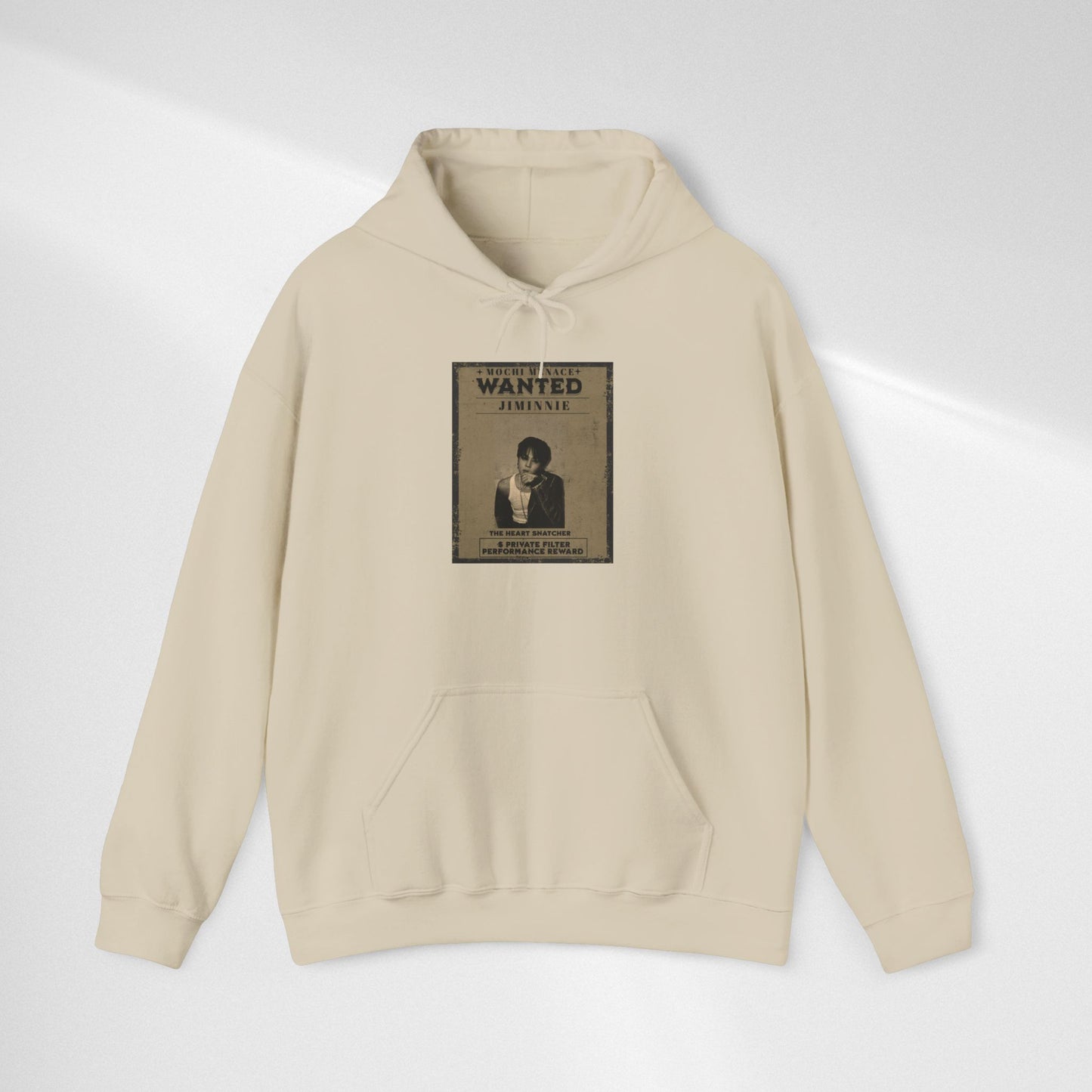 JIMIN Wanted Poster Hoodie — Vintage Photo "Wanted" Graphic Sweatshirt