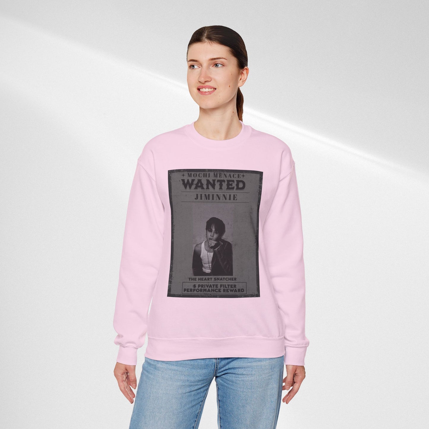 Wanted Poster Crewneck Sweatshirt – 'Wanted Jiminie' Vintage K-Pop Graphic
