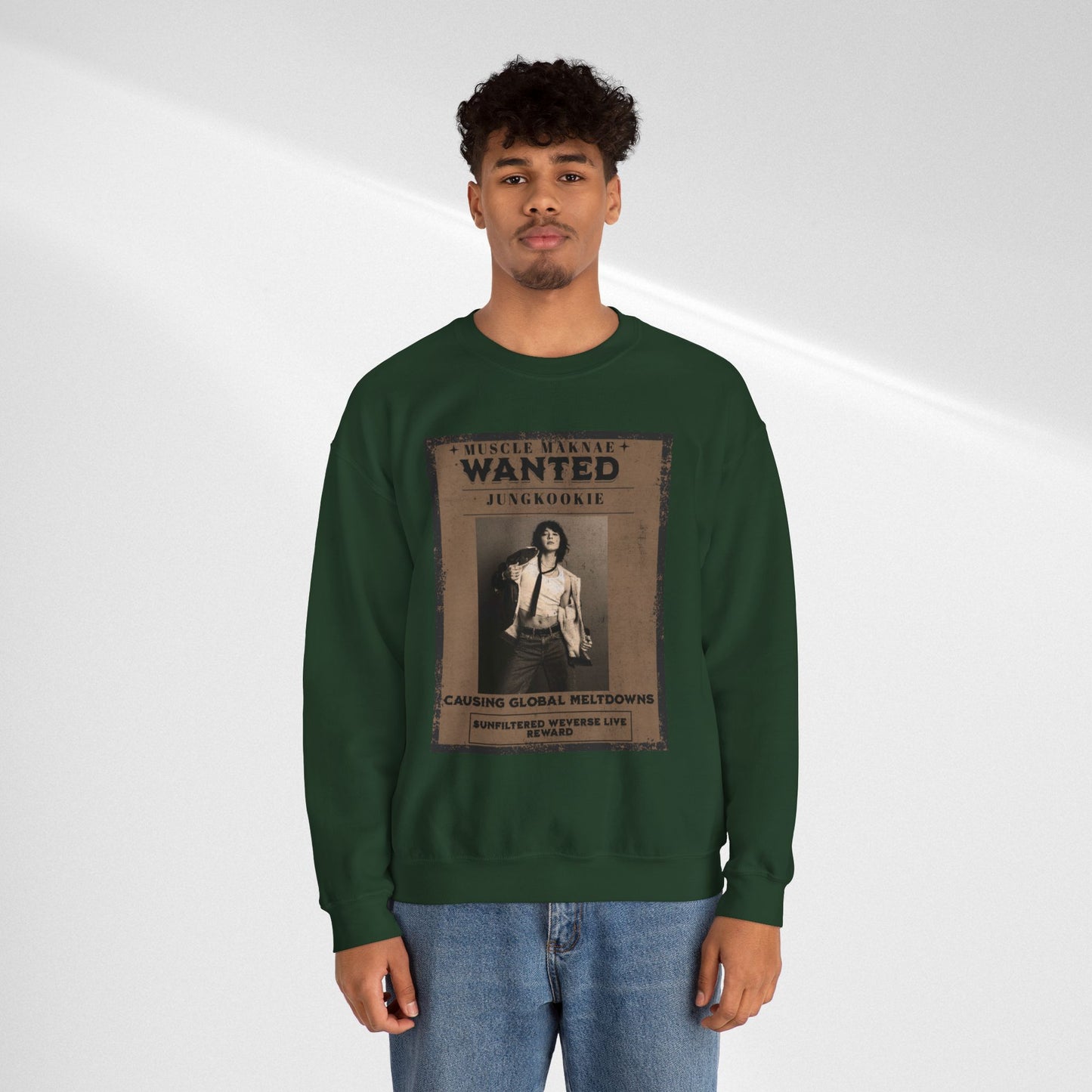 Crewneck Sweatshirt — Vintage JK'Wanted' Poster Graphic