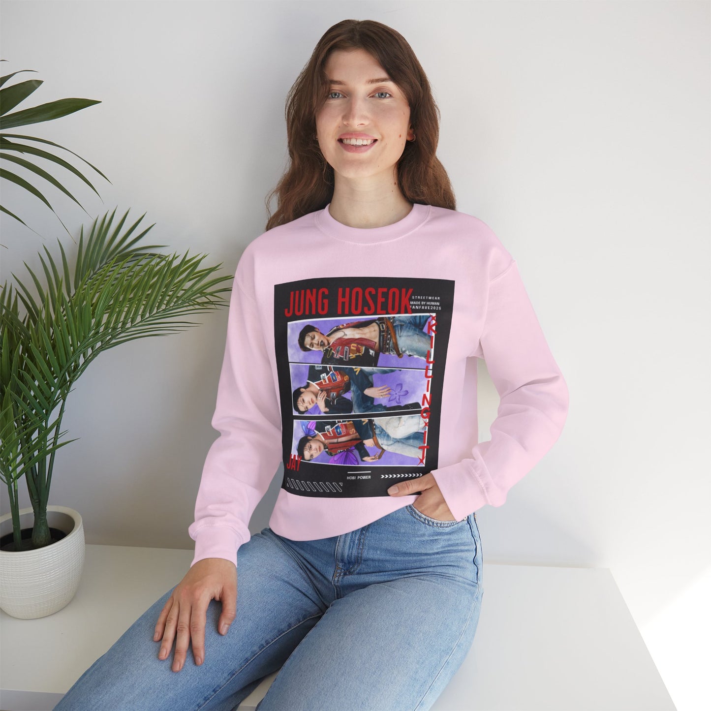 Photo Collage Crewneck Sweatshirt — 'JUNG HOSEOK' Graphic Pullover