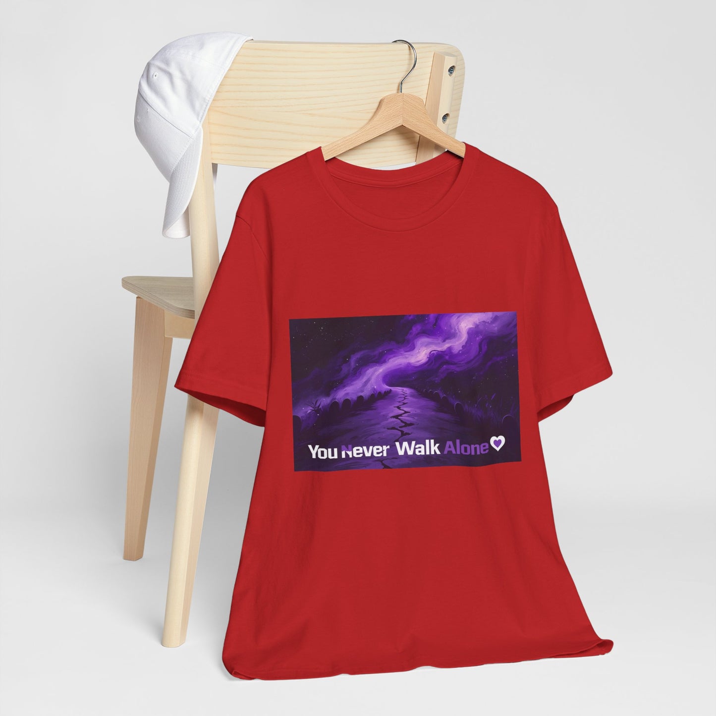 You Never Walk Alone Tee — Purple Night Stairway Graphic T‑Shirt