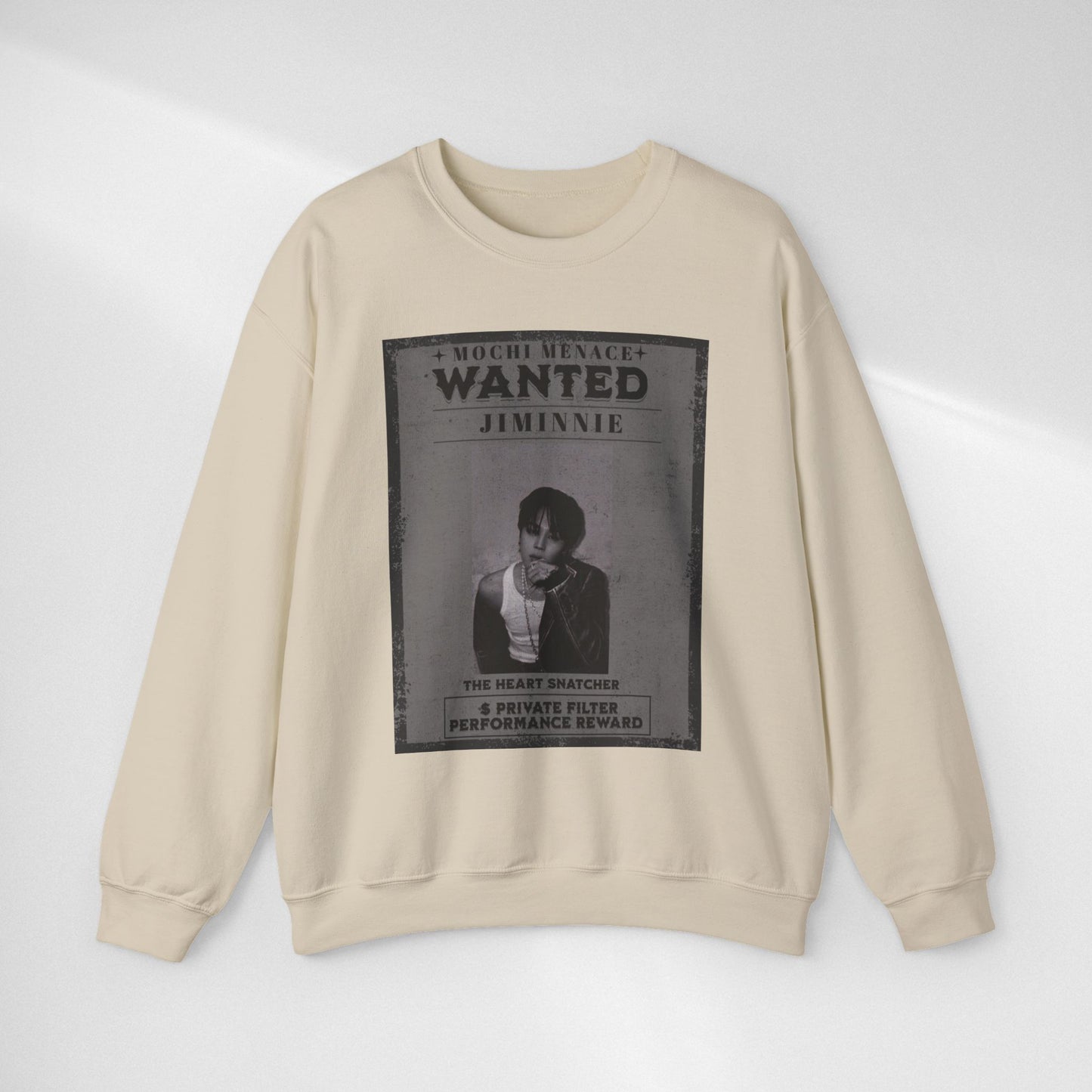 Wanted Poster Crewneck Sweatshirt – 'Wanted Jiminie' Vintage K-Pop Graphic