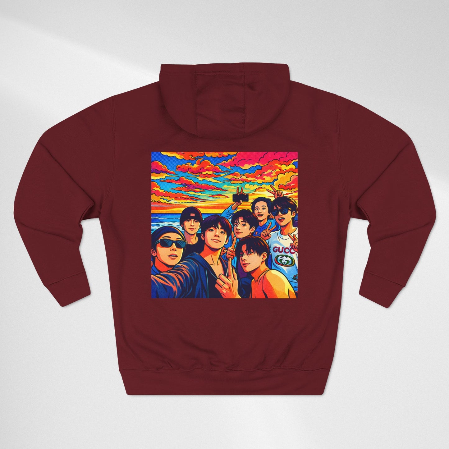BTS Inspired Graphic Hoodie — Vibrant Group Portrait Streetwear