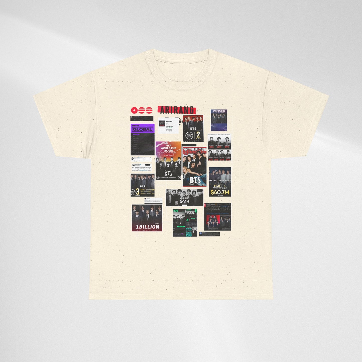 BTS ARIRANG Collage Tee — Iconic Albums & Milestones Graphic T-Shirt