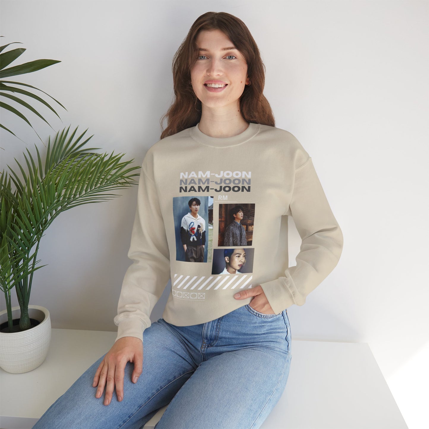 Photo Collage Crewneck Sweatshirt — "Nam-Joon" Graphic Pullover