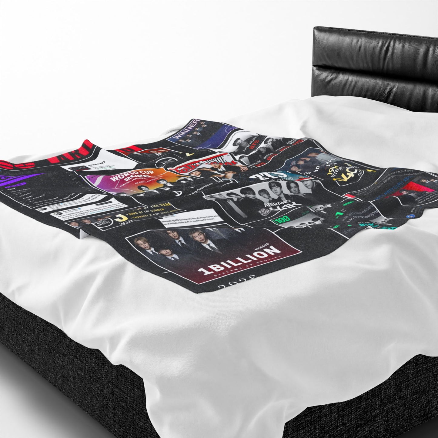 BTS ARIRANG Collage Velveteen Plush Blanket — K-Pop Fan Merchandise