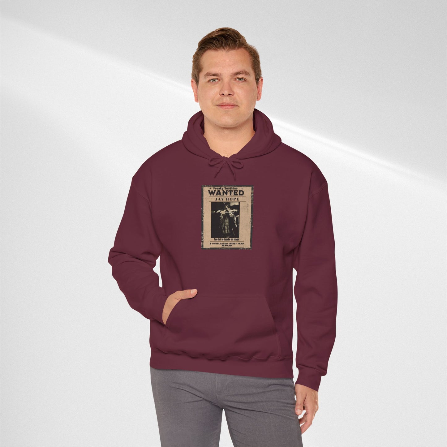 Hoodie - Vintage JHOPE 'WANTED' Poster Graphic Hooded Sweatshirt