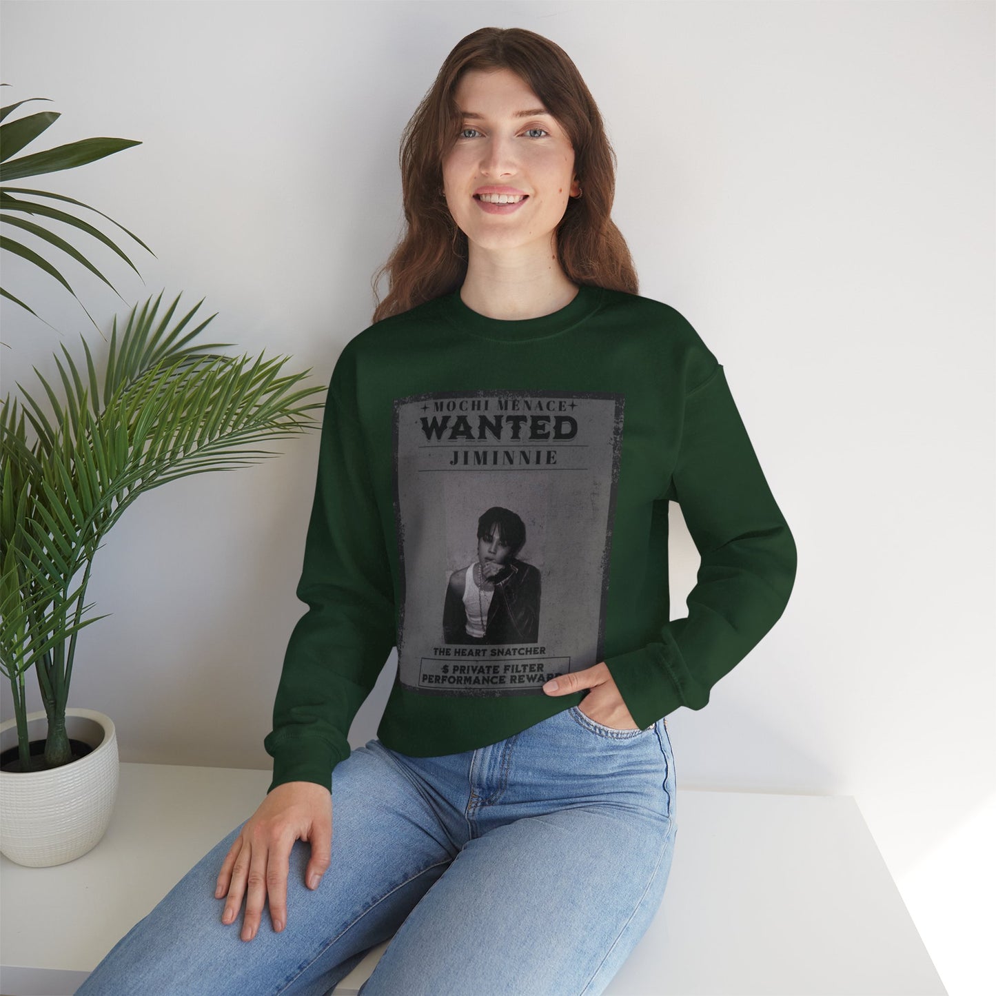 Wanted Poster Crewneck Sweatshirt – 'Wanted Jiminie' Vintage K-Pop Graphic