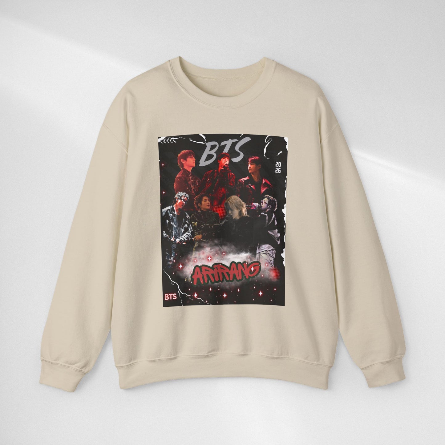 BTS Graphic Crewneck Sweatshirt – Red & Black Band Photo Design