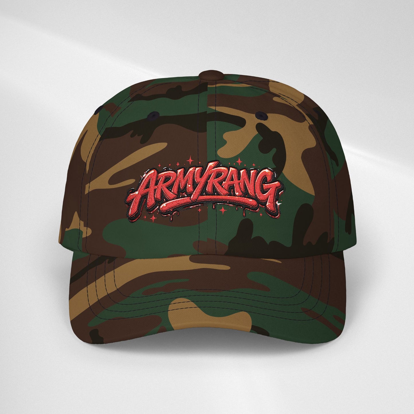 Dad Cap - Red Graffiti "ARMYRANG" Embroidered Baseball Hat