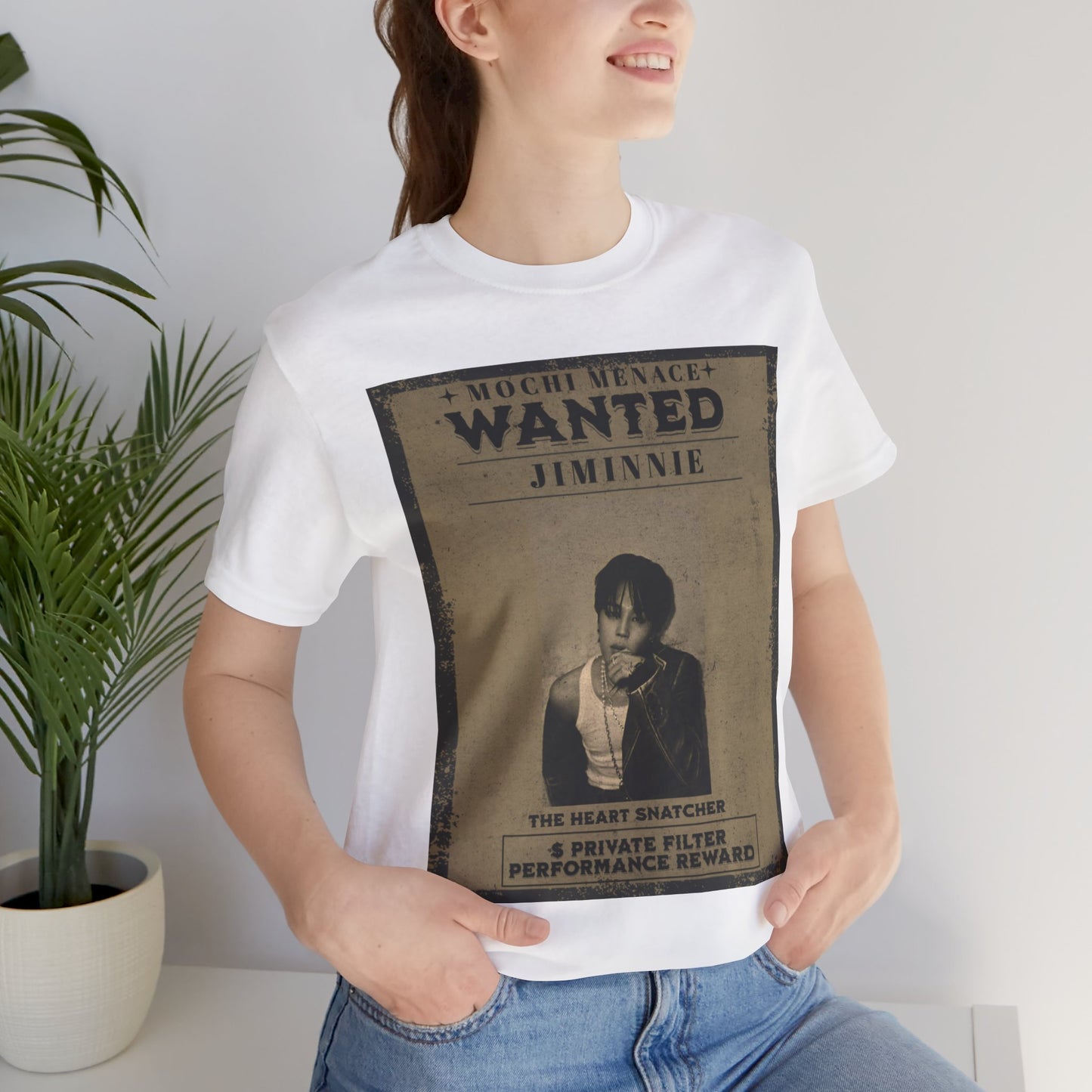 JIMIN Wanted Poster Graphic Tee — 'Mischief Menace' Vintage Style