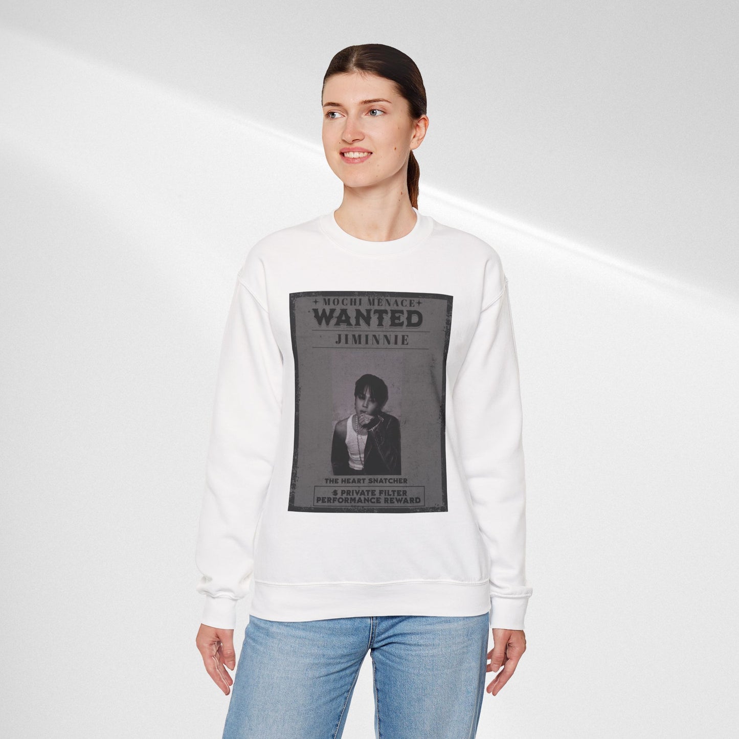 Wanted Poster Crewneck Sweatshirt – 'Wanted Jiminie' Vintage K-Pop Graphic