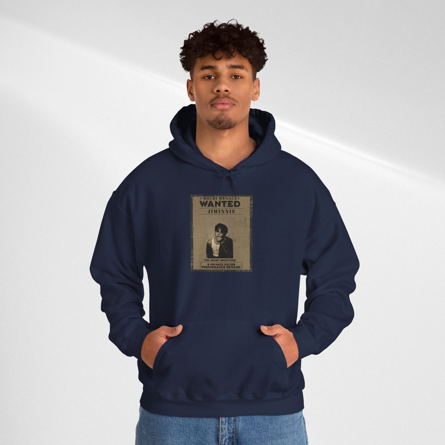 JIMIN Wanted Poster Hoodie — Vintage Photo "Wanted" Graphic Sweatshirt