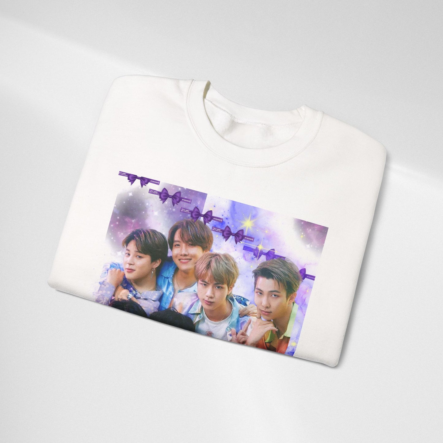 BTS Group Photo Crewneck Sweatshirt — Purple Fan Art Print