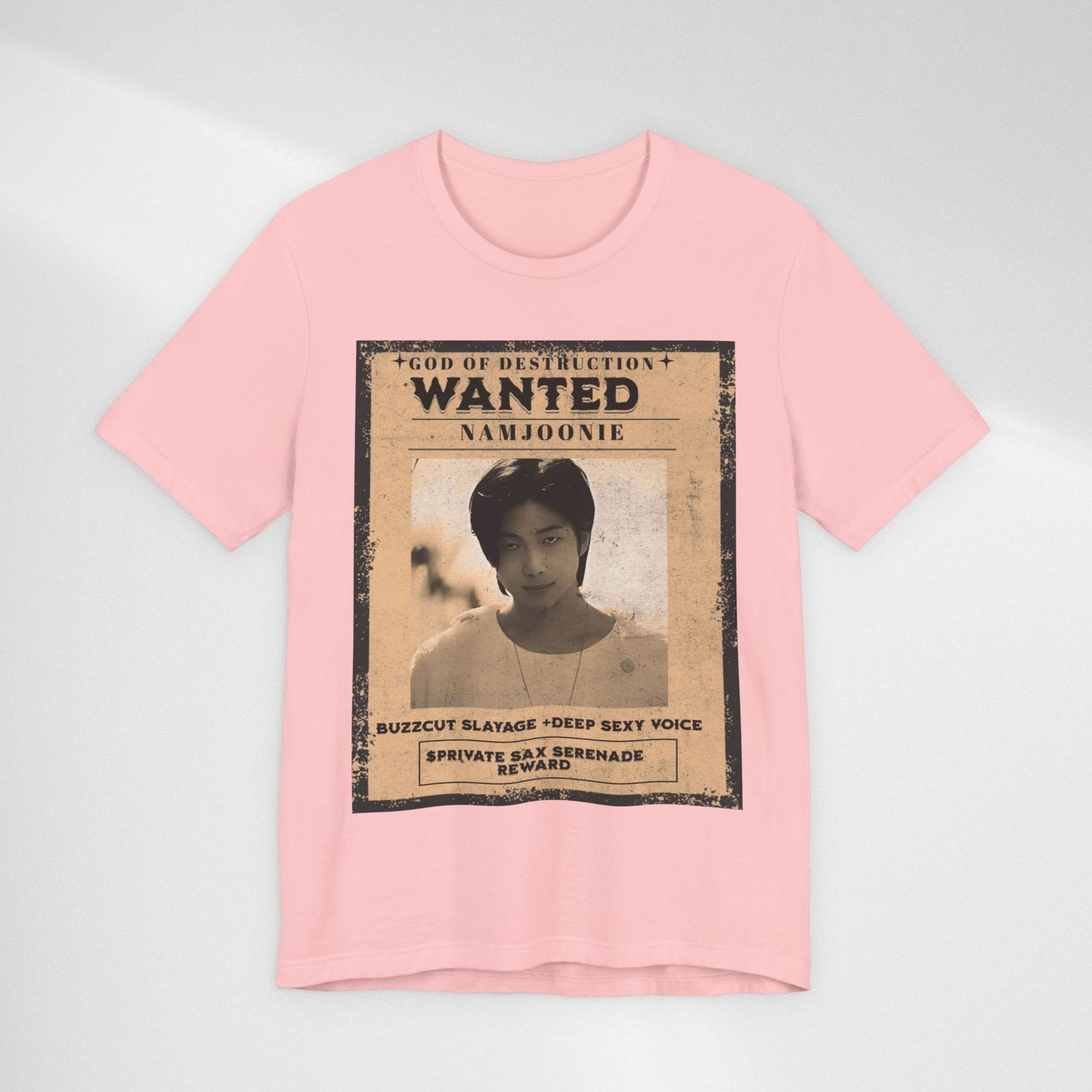 T-Shirt — Vintage 'Wanted: Namjoonie' Photo Tee (K-Pop Fan Poster Style)