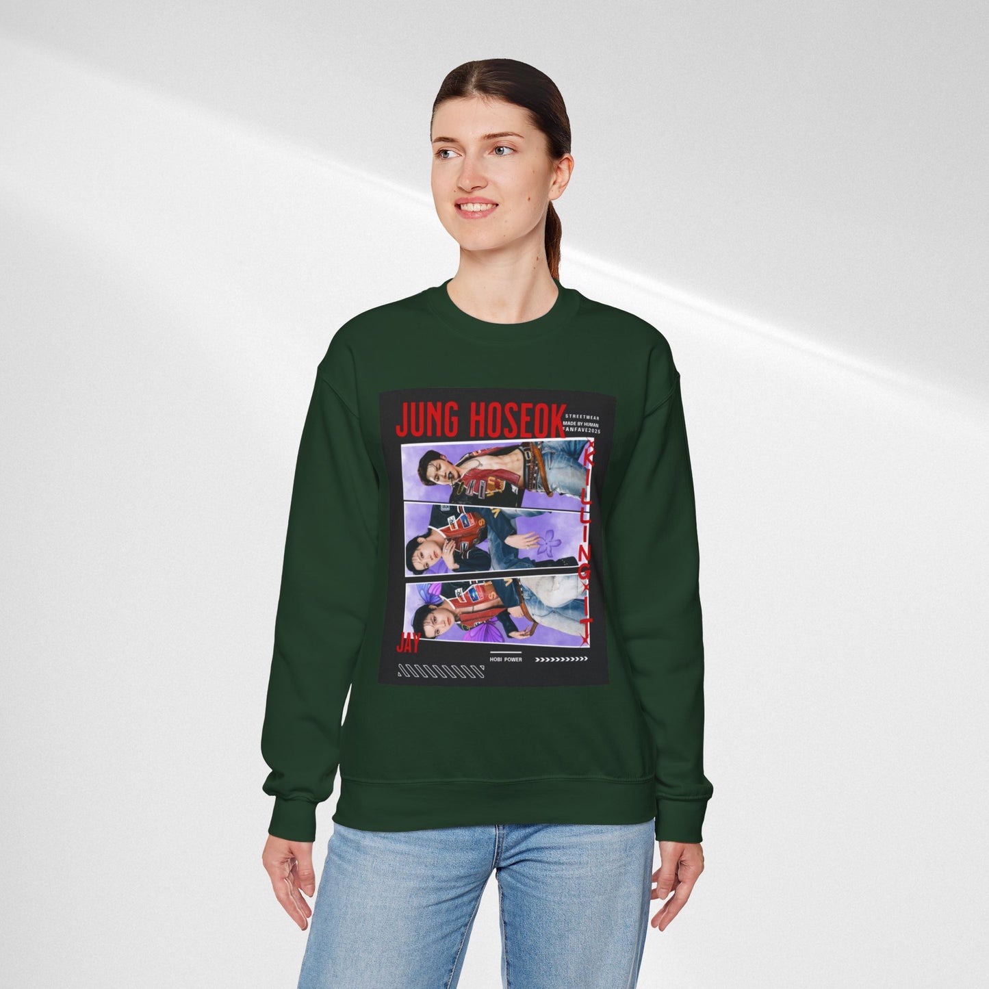 Photo Collage Crewneck Sweatshirt — 'JUNG HOSEOK' Graphic Pullover