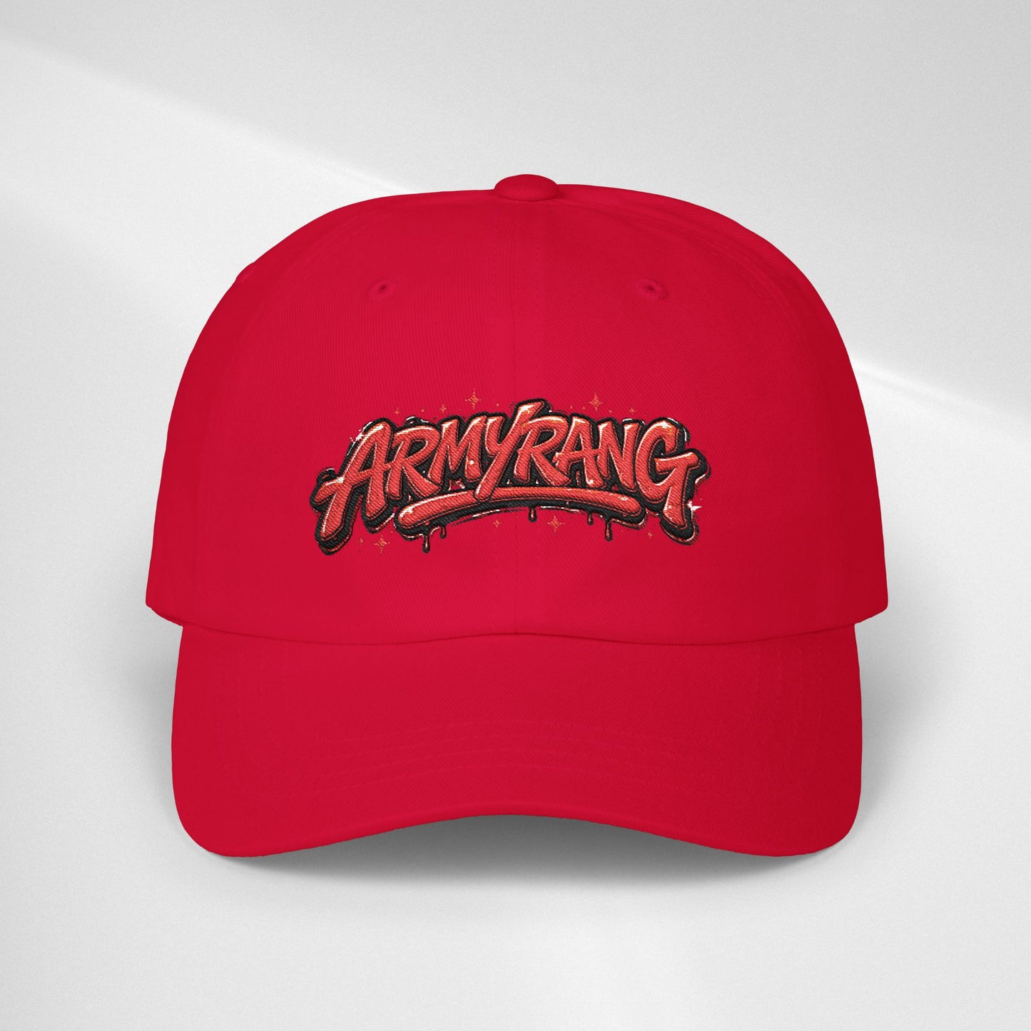 Dad Cap - Red Graffiti "ARMYRANG" Embroidered Baseball Hat